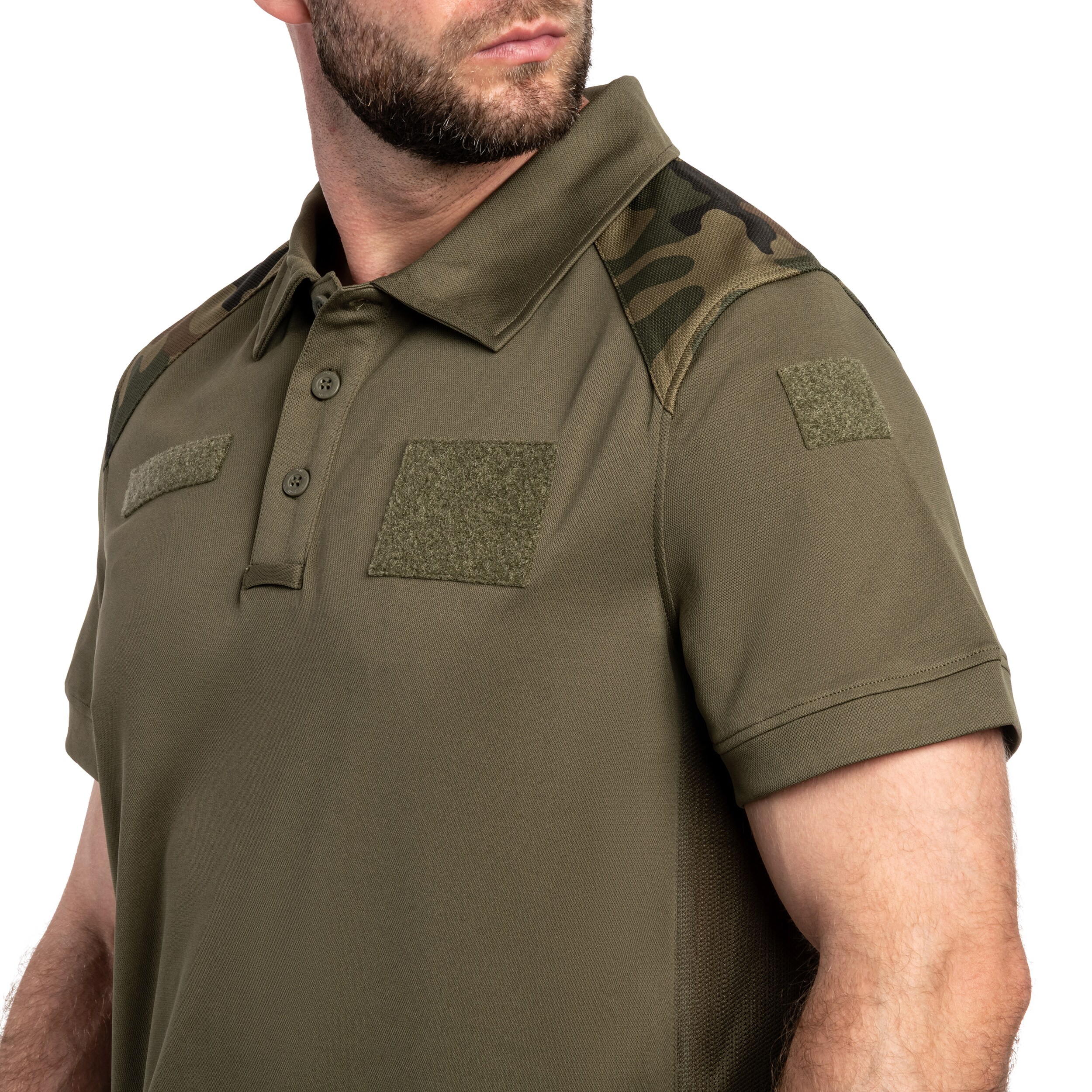 Helikon-Tex Military Polo Shirt 304A/MON - Olive Green/wz.93 Pantera PL Woodland