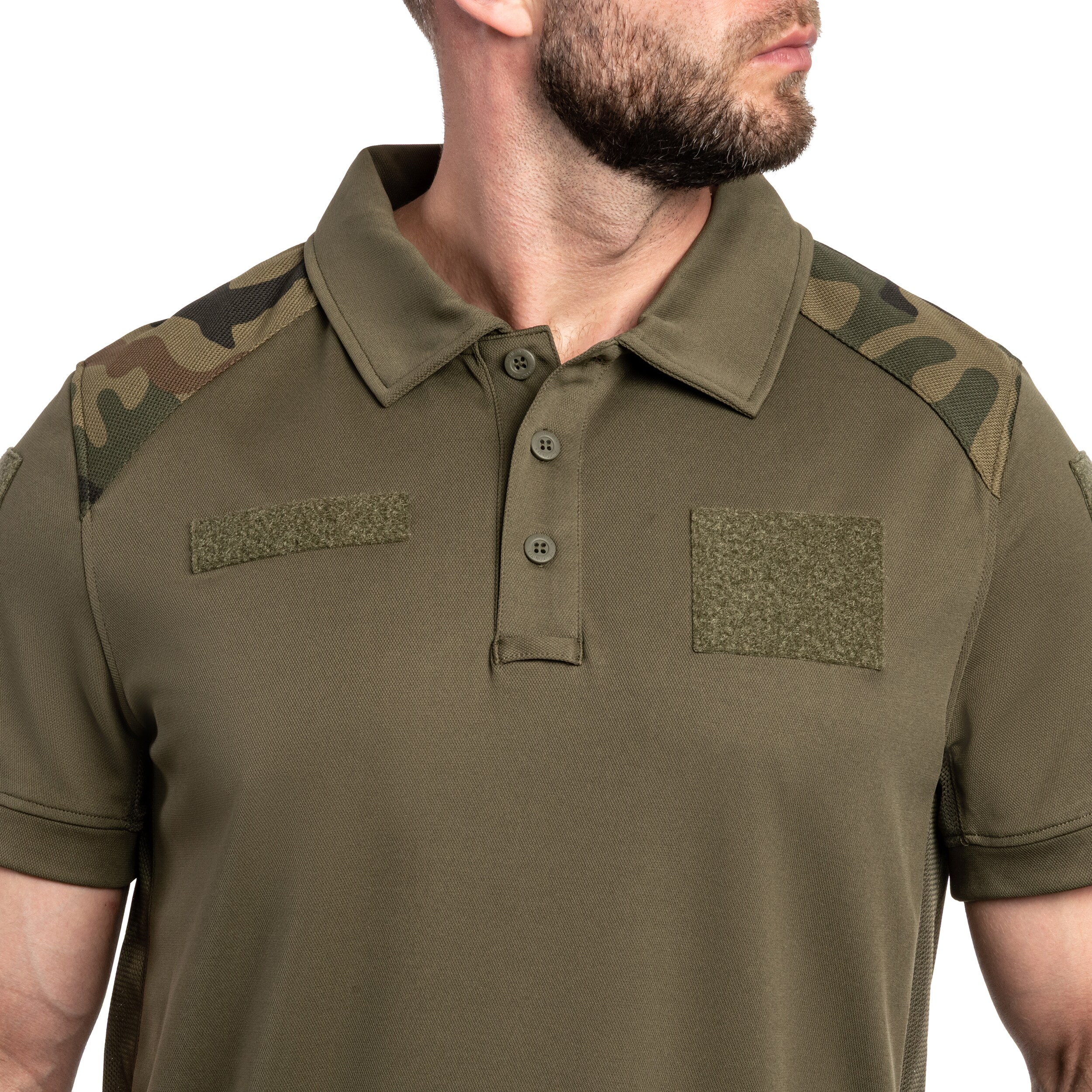Helikon-Tex Military Polo Shirt 304A/MON - Olive Green/wz.93 Pantera PL Woodland