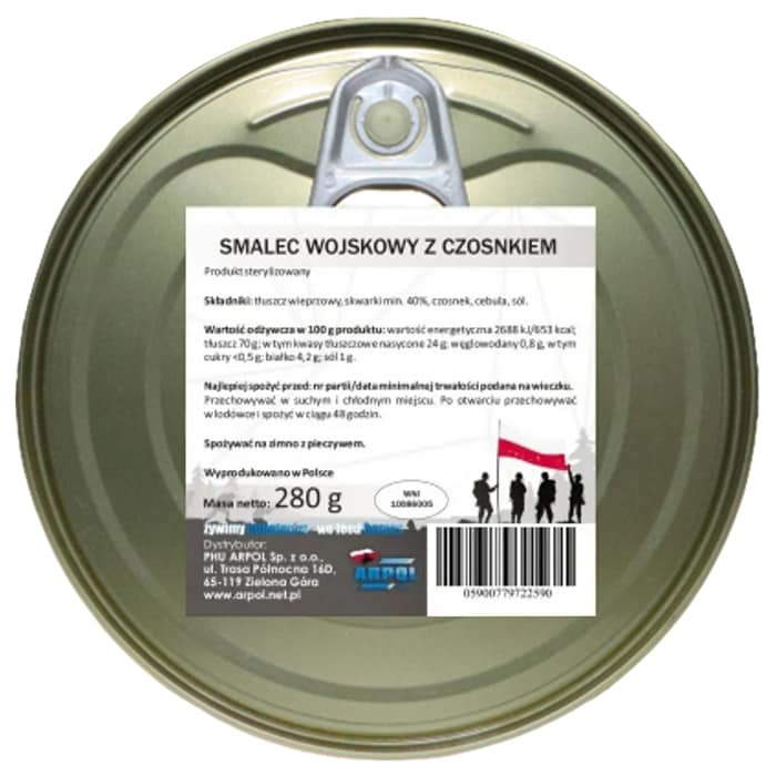 Żywność konserwowana Arpol - Smalec wojskowy z czosnkiem 280 g - 3 szt.