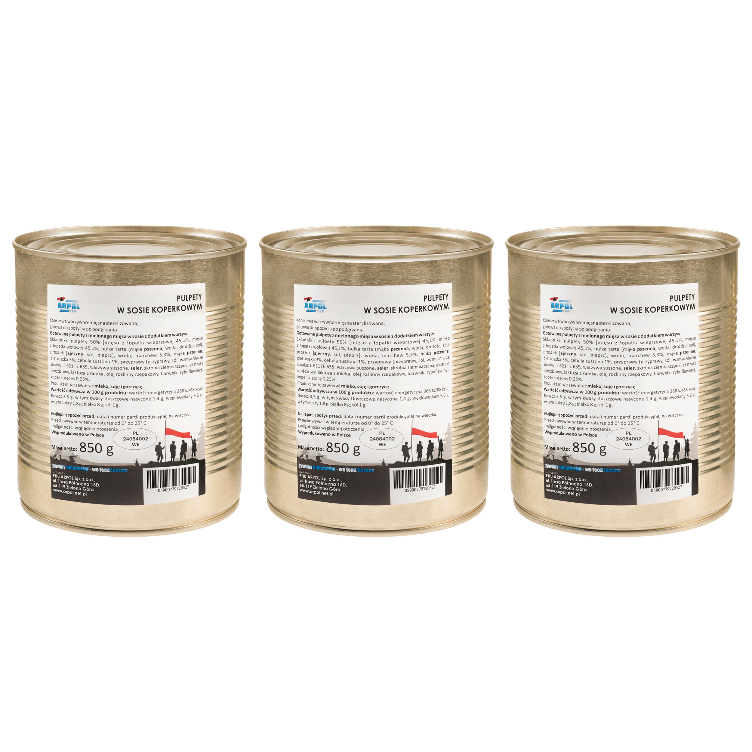 Żywność konserwowana Arpol - Pulpety w sosie koperkowym 850 g - 3 szt.