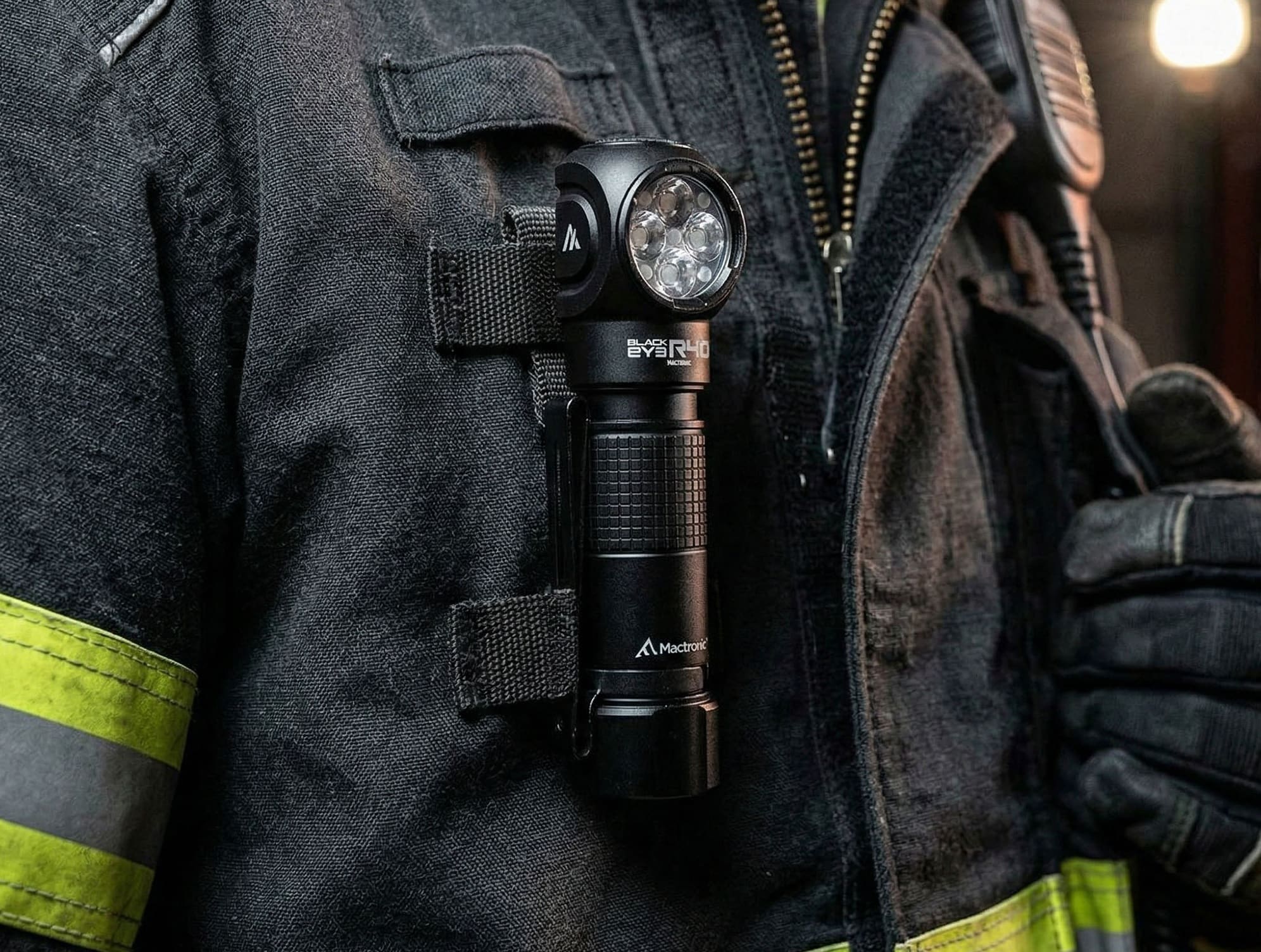 Налобний кутовий ліхтарик Mactronic Black Eye R40 — 4000 люменів