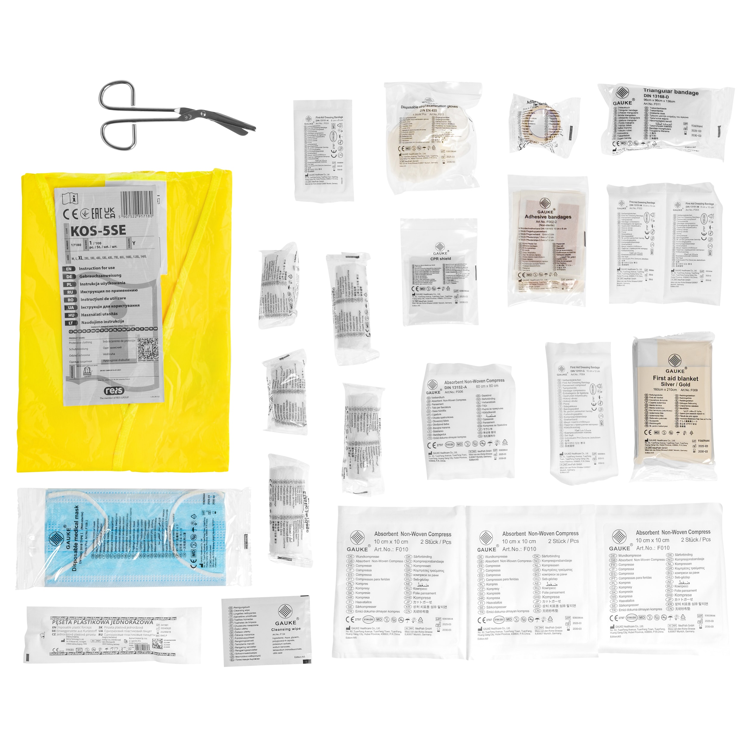 Apteczka samochodowa IEI z wyposażeniem - Czarna