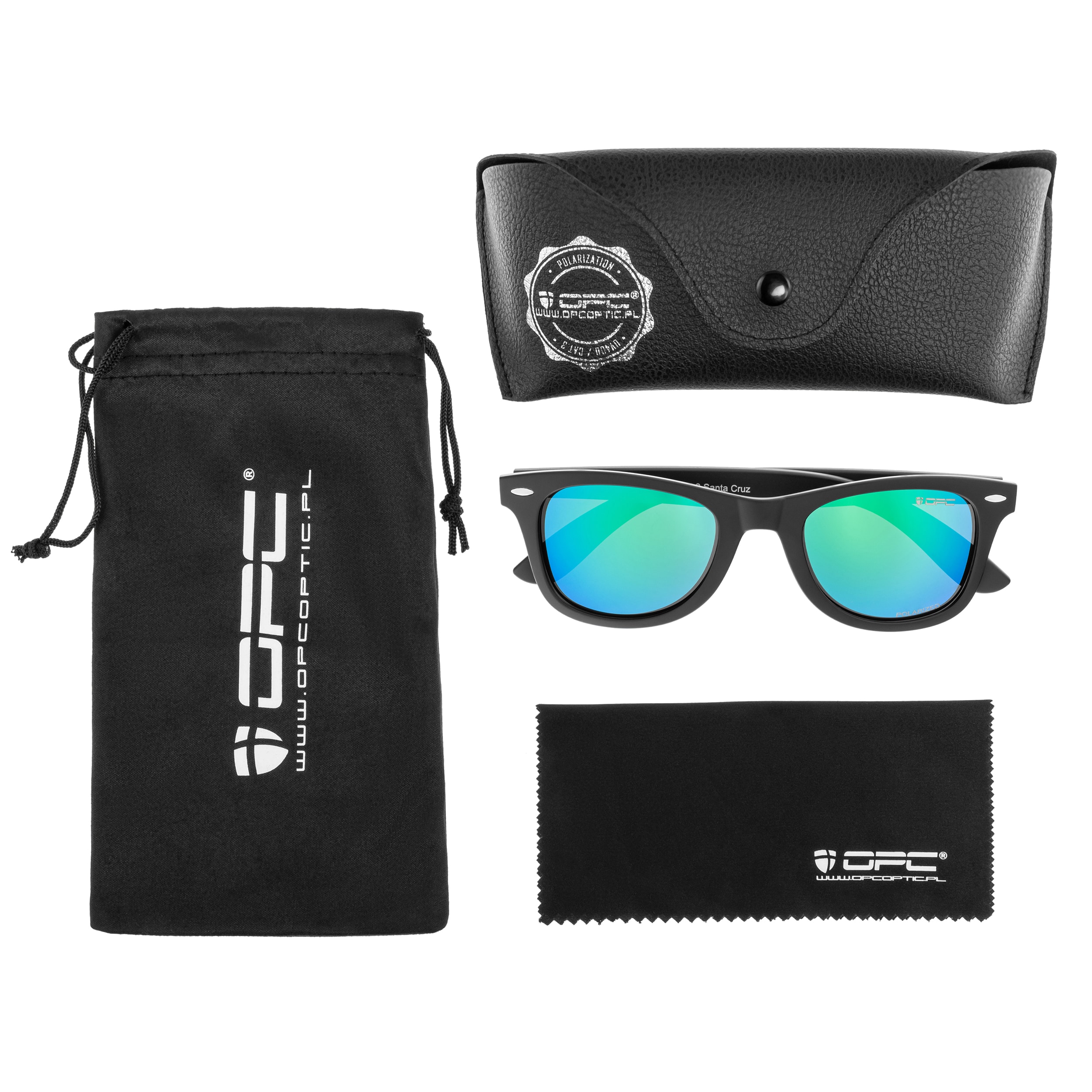 Okulary przeciwsłoneczne OPC Lifestyle Santa Cruz Matt Black/Green Revo z polaryzacją