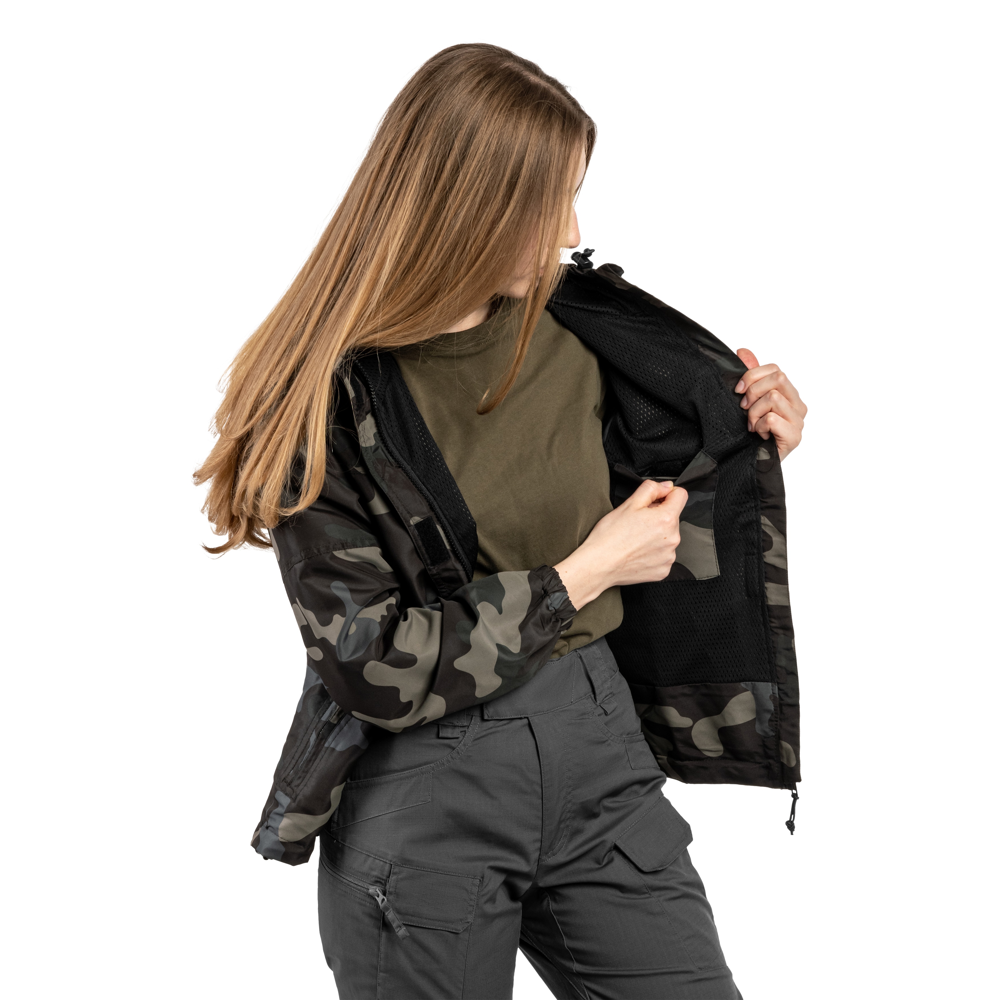 Kurtka damska Brandit Summer Windbreaker Frontzip - Dark Camo