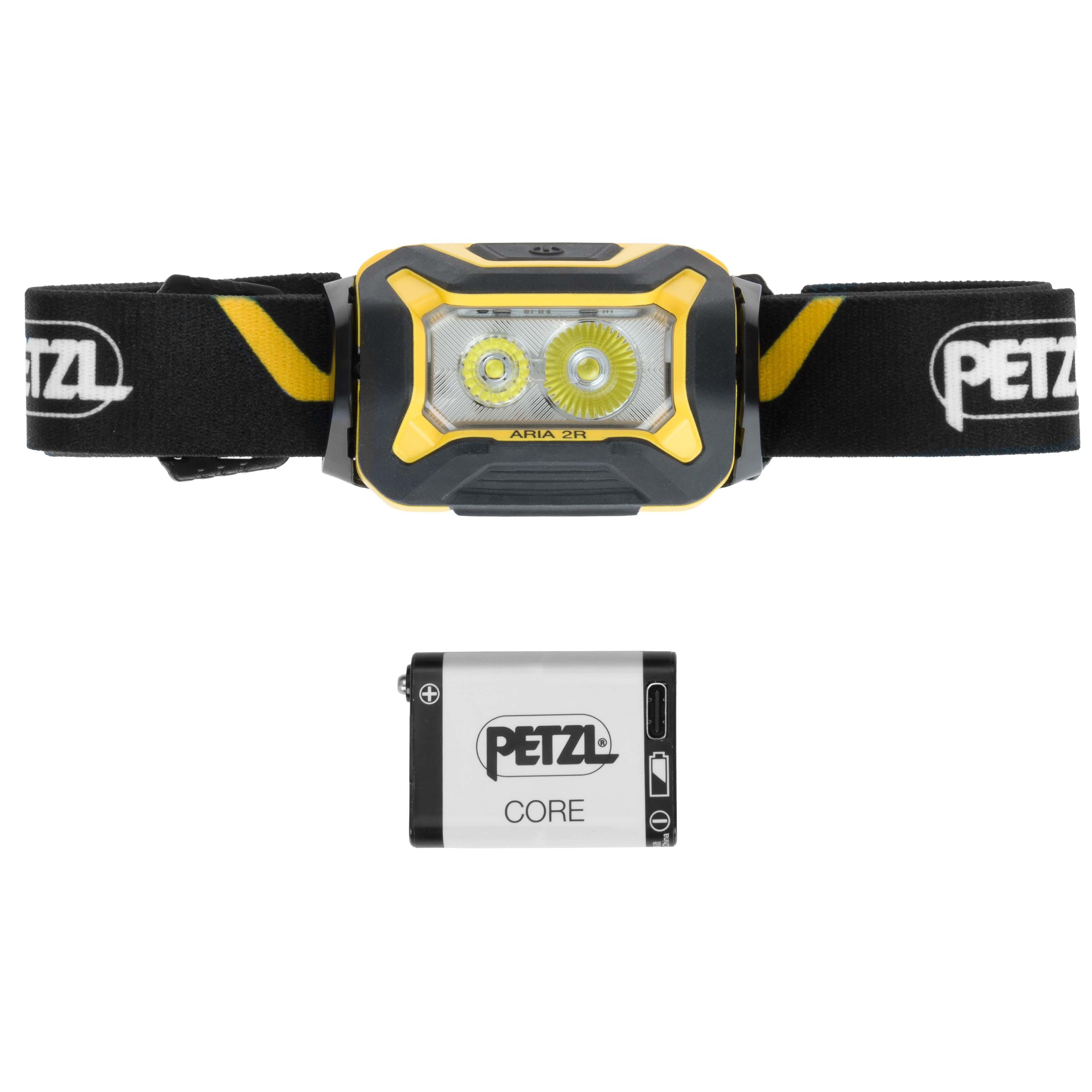 Налобний ліхтарик Petzl Aria 2R Black/Yellow - 625 люменів