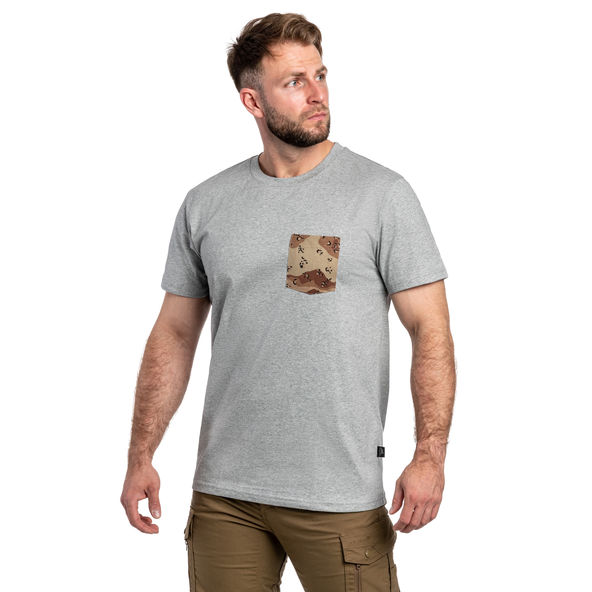 Koszulka T-Shirt Helikon-Tex - Mid Grey Melange/6 Color Desert Pocket