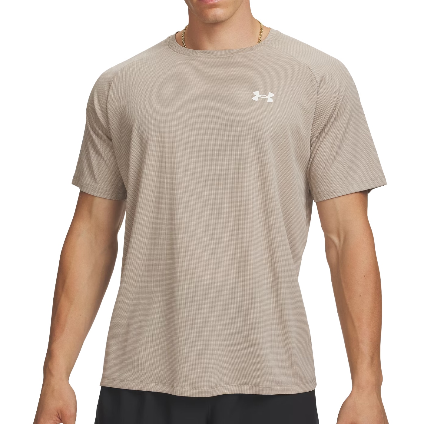 Koszulka T-shirt Under Armour UA Tech Textured - Timberwolf Taupe/White