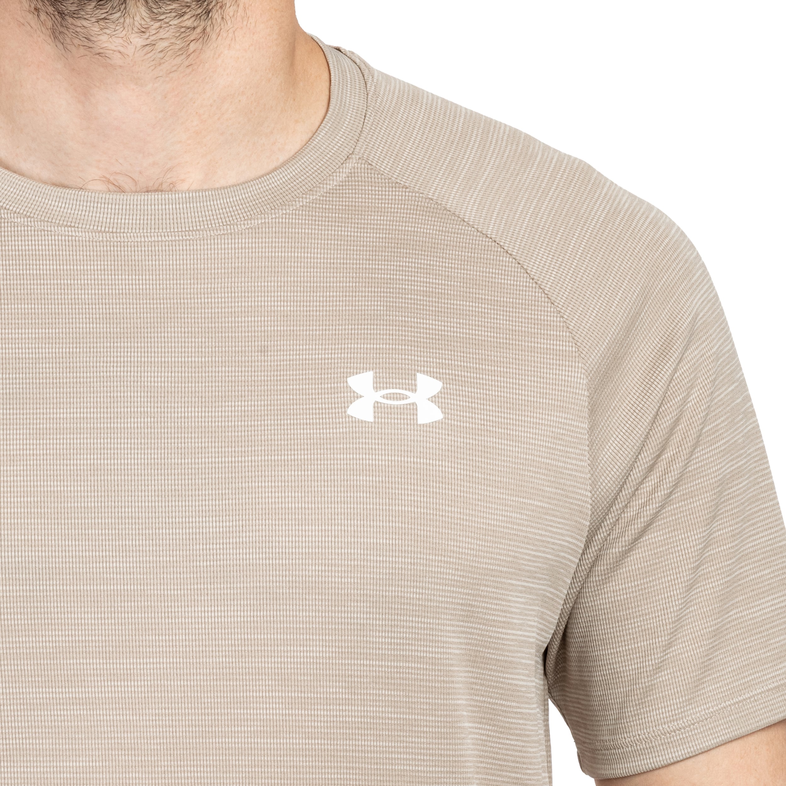 Koszulka T-shirt Under Armour UA Tech Textured - Timberwolf Taupe/White