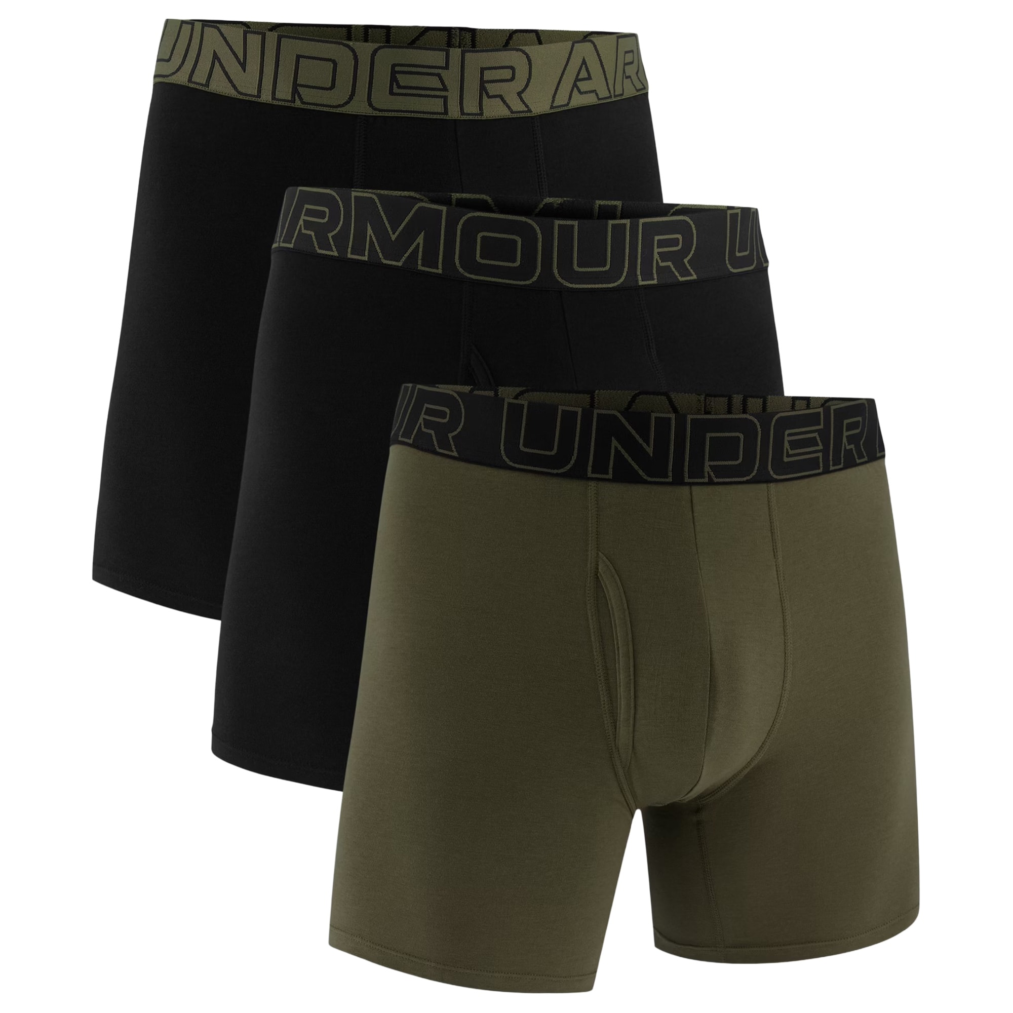 Bokserki Under Armour Performance Cotton Boxerjock Black/Marine OD Green - 3 pary