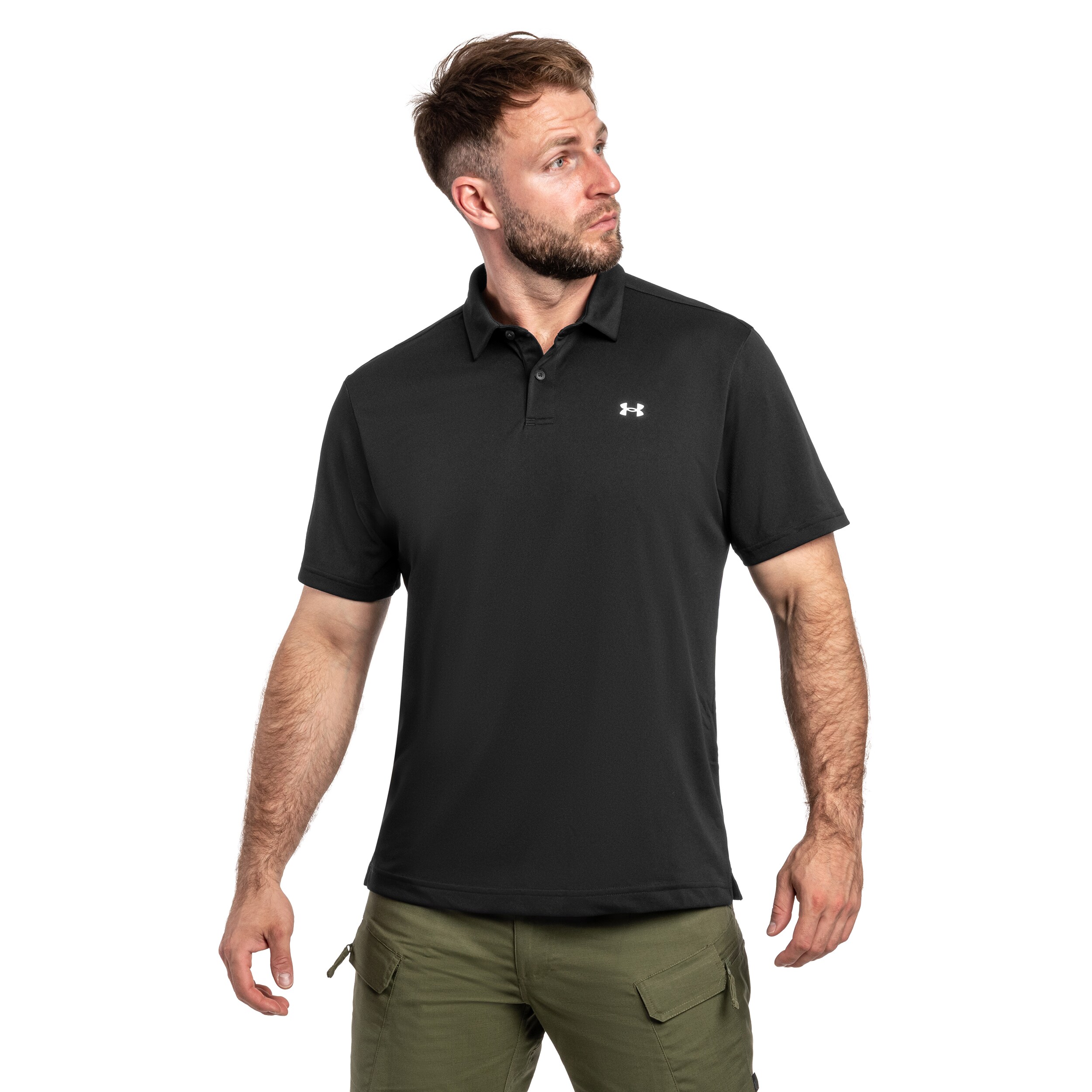 Under Armour Tee To Green Pique Thermal Polo Shirt - Black/White