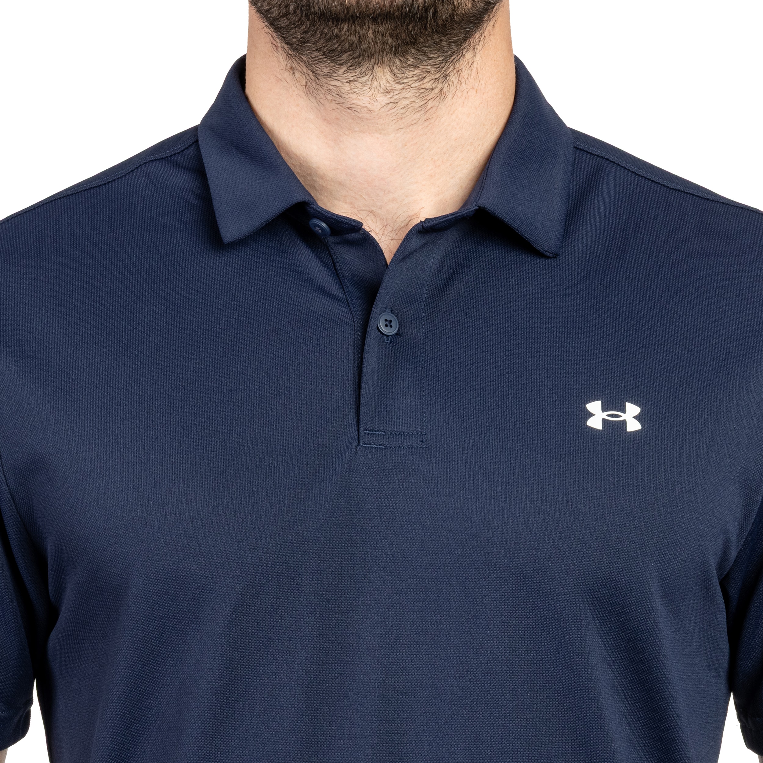 Koszulka termoaktywna polo Under Armour Tee To Green Pique - Navy Blue/White