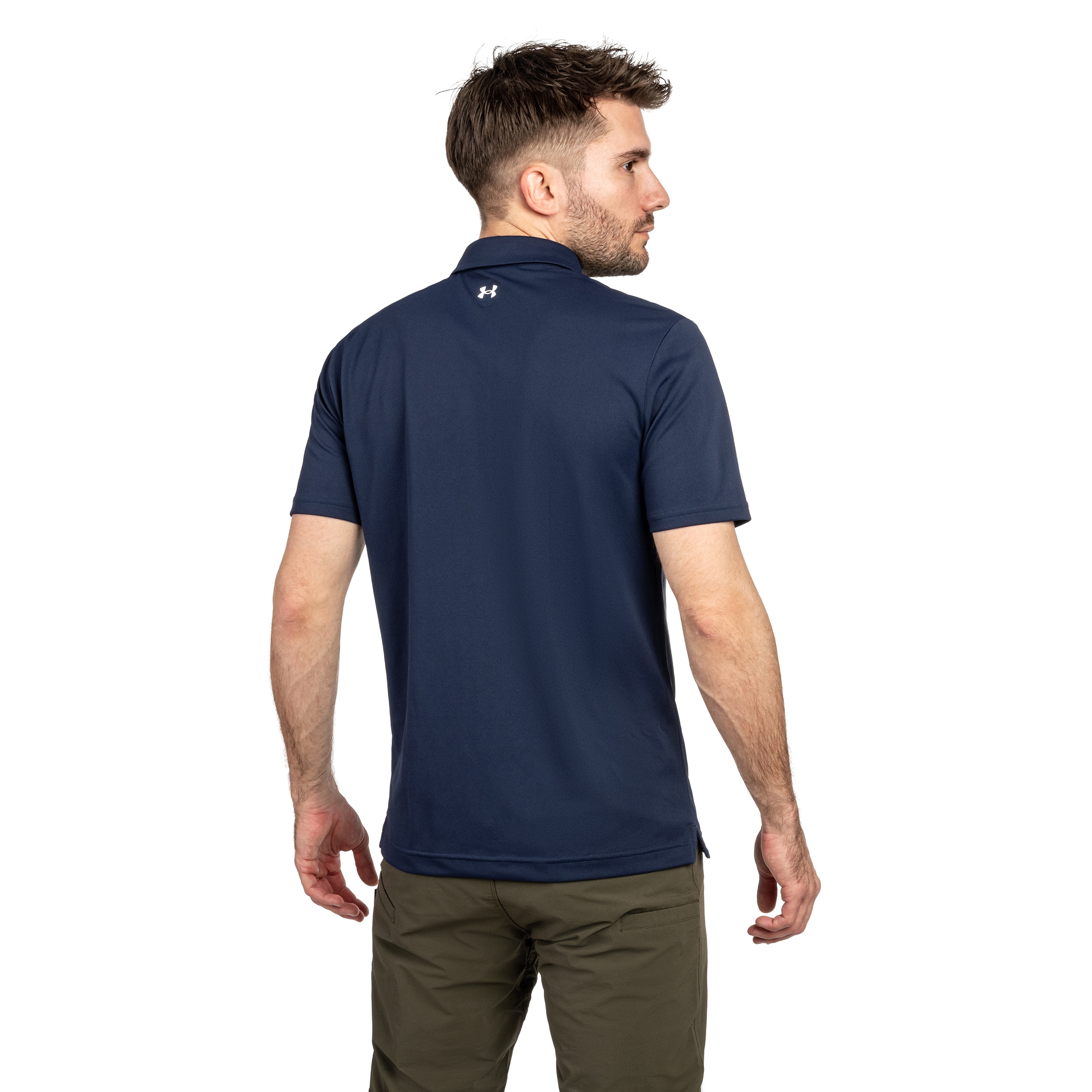 Koszulka termoaktywna polo Under Armour Tee To Green Pique - Navy Blue/White
