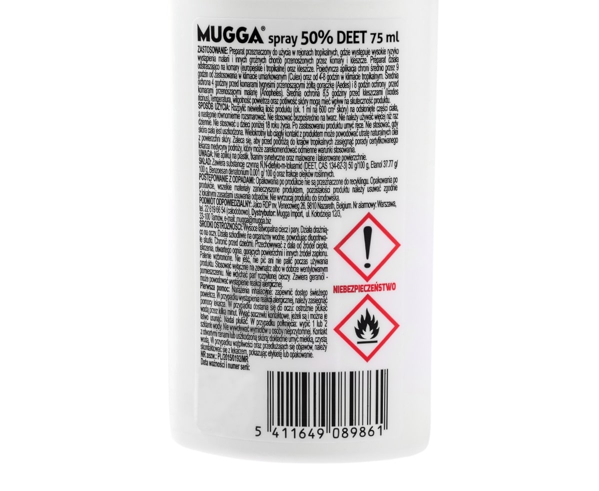Repelent na owady Mugga Extra Strong spray 50% DEET 75 ml - 3 szt.