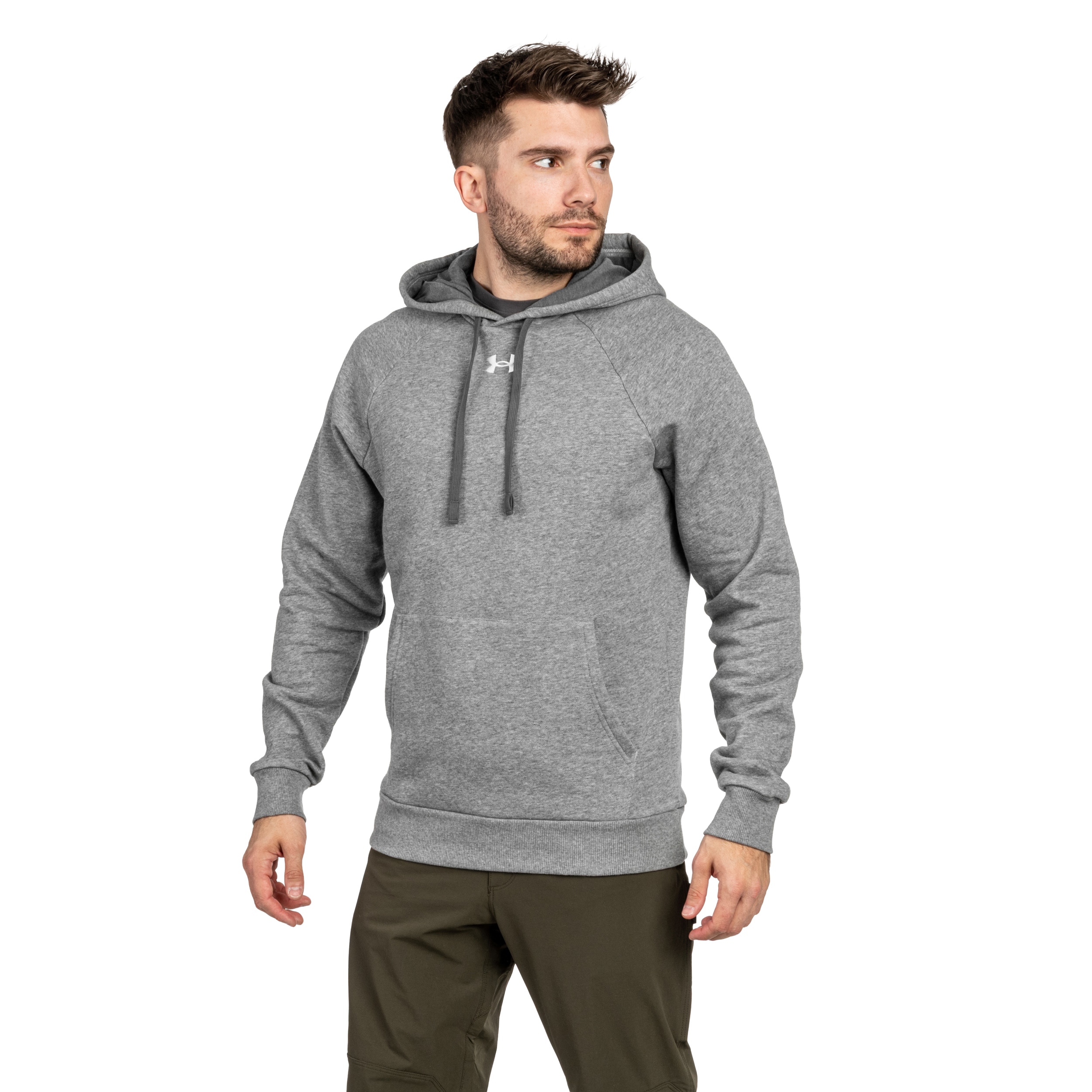 Bluza Under Armour Rival Fleece - Castlerock Light Heather/White