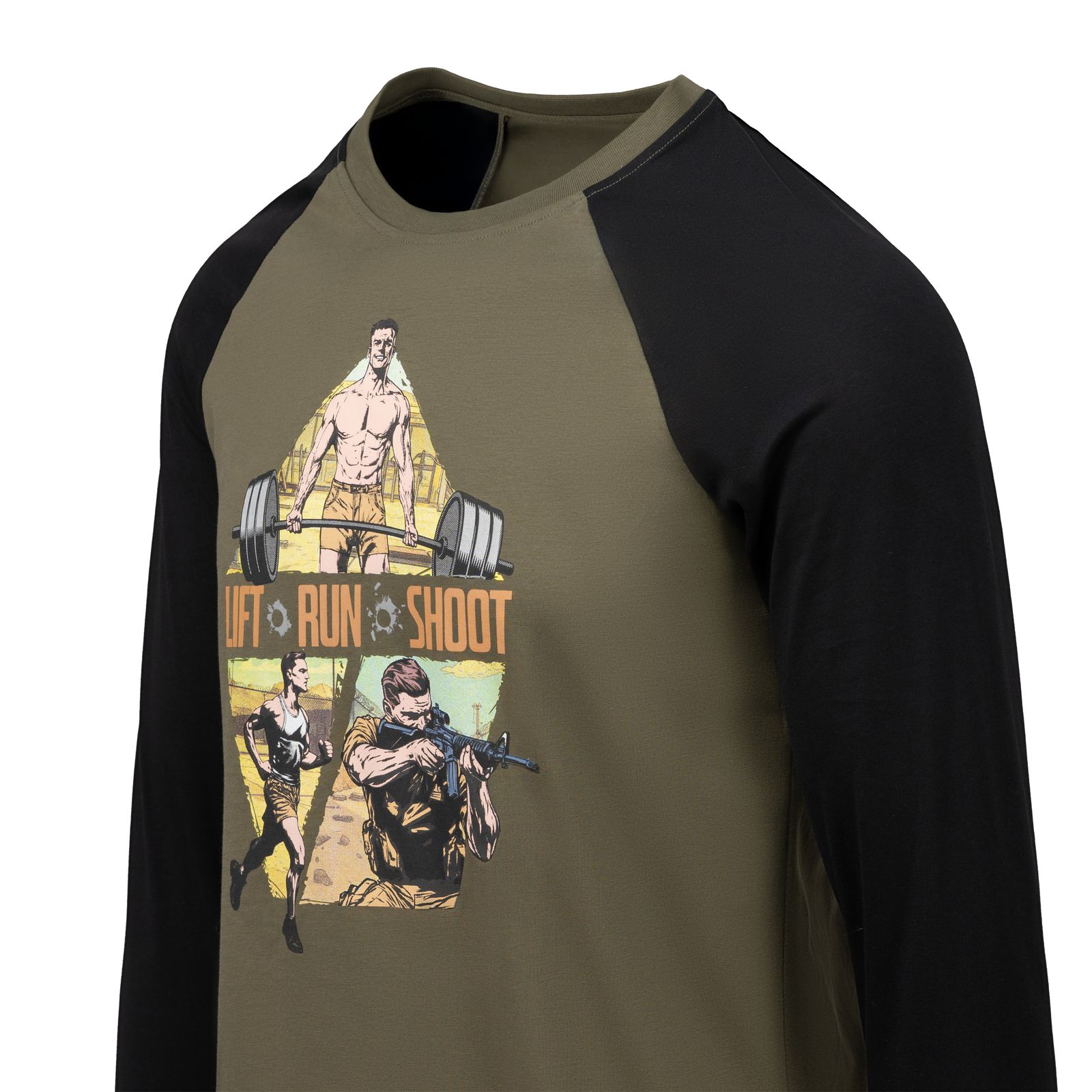 Koszulka Long Sleeve Helikon-Tex Lift, Run, Shoot - Olive Green/Black