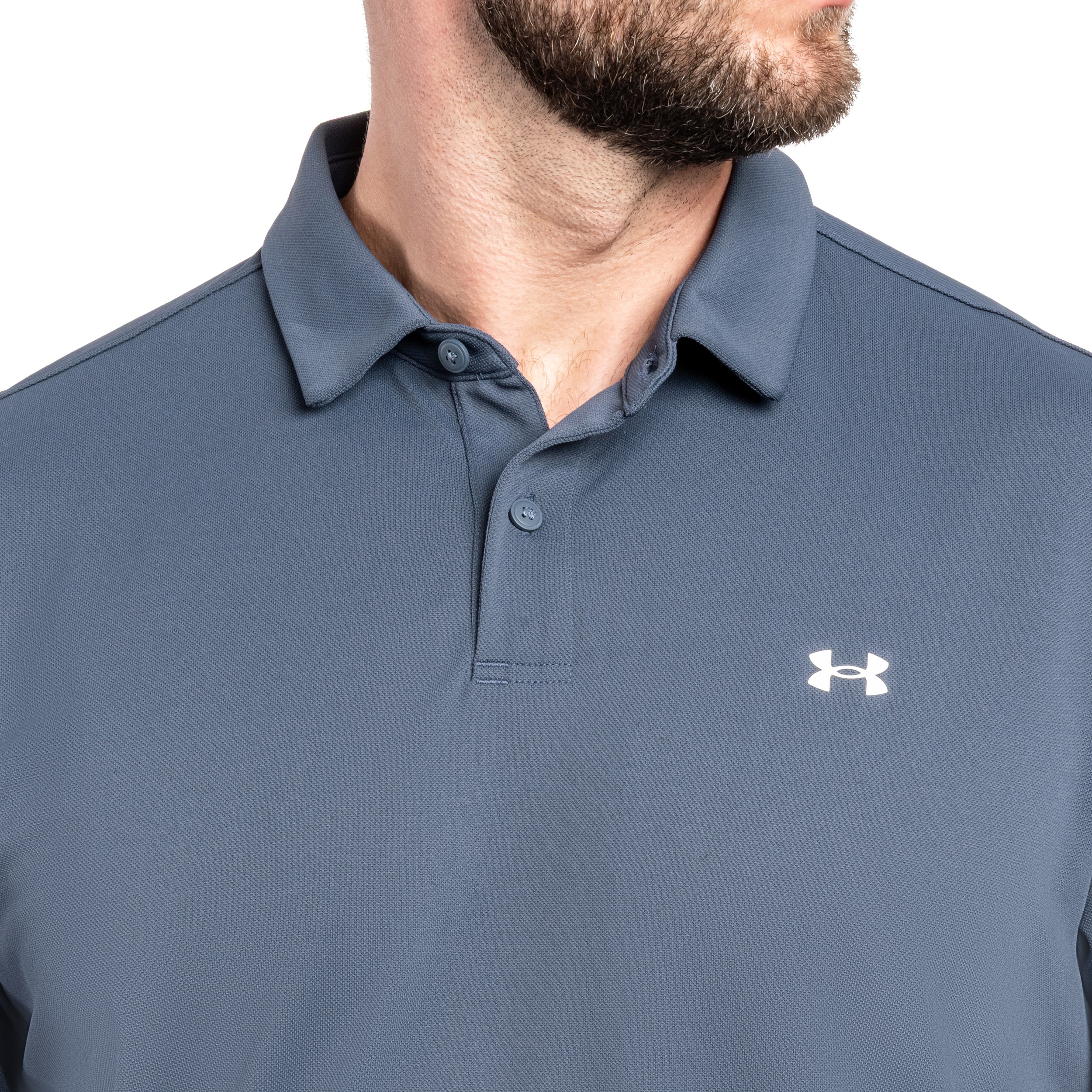 Under Armour Tee To Green Pique Thermal Polo Shirt - Downpour Gray / White