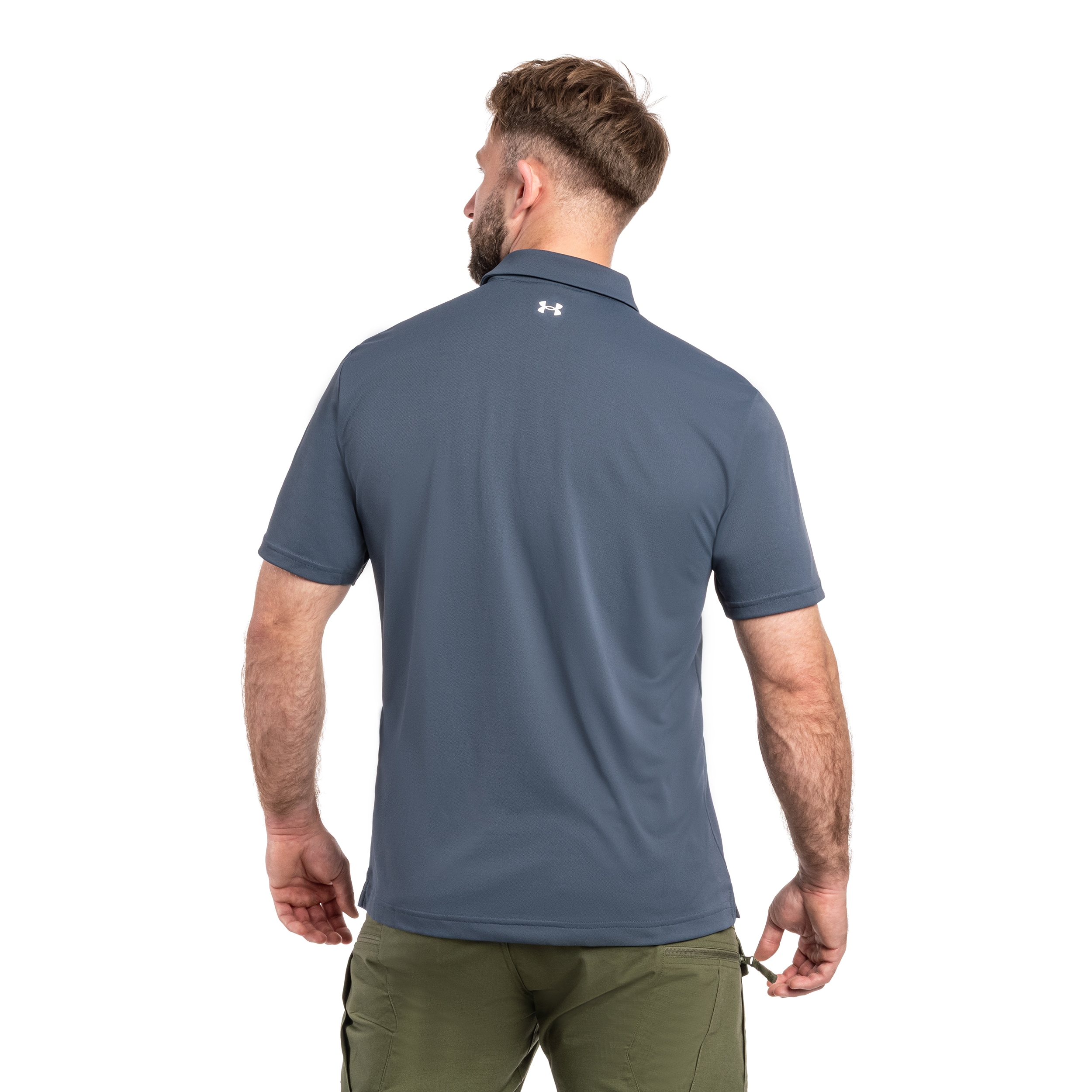 Under Armour Tee To Green Pique Thermal Polo Shirt - Downpour Gray / White