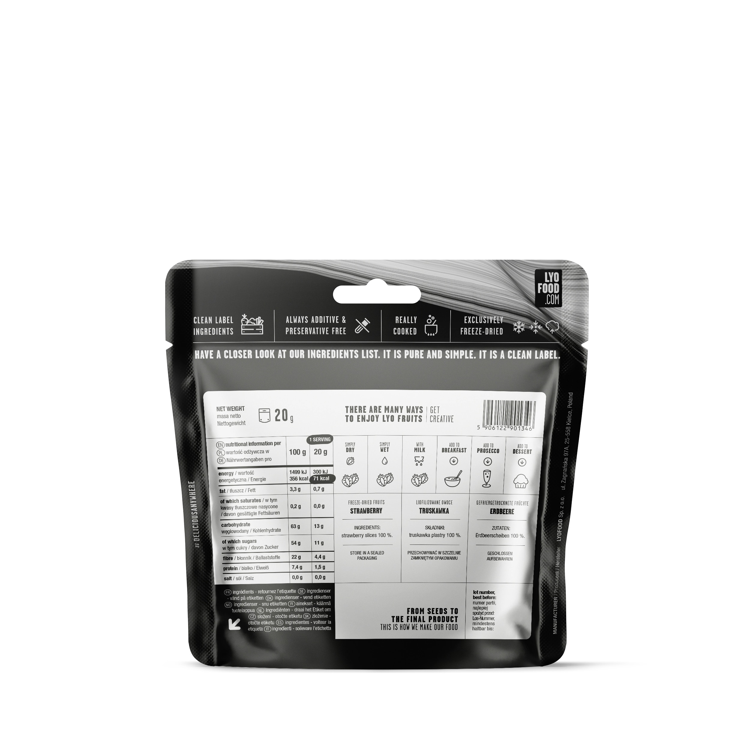 Żywność liofilizowana LYOFOOD Truskawka 20 g/71 kcal - 2 szt.