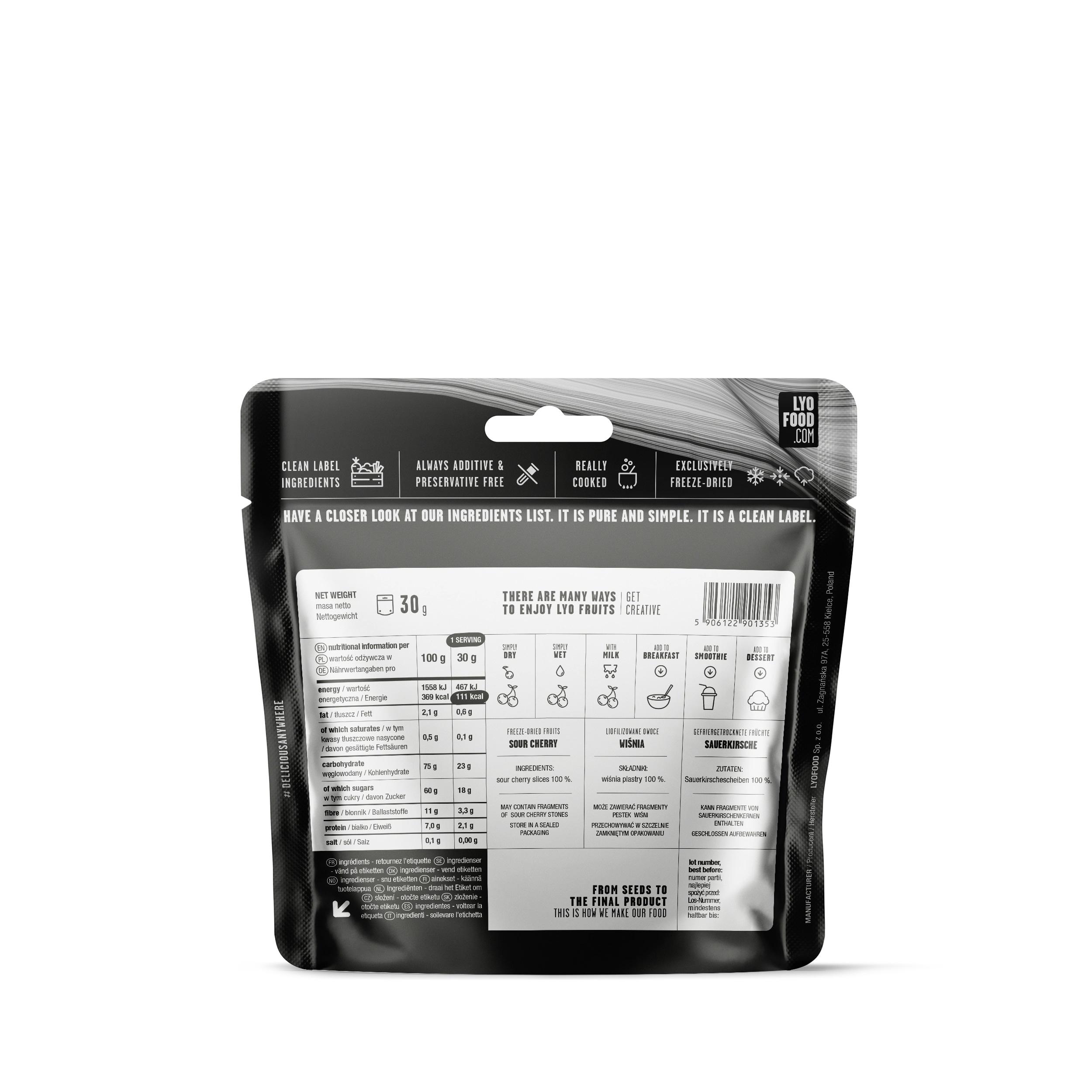 Żywność liofilizowana LYOFOOD Wiśnia 30 g/111 kcal - 2 szt.