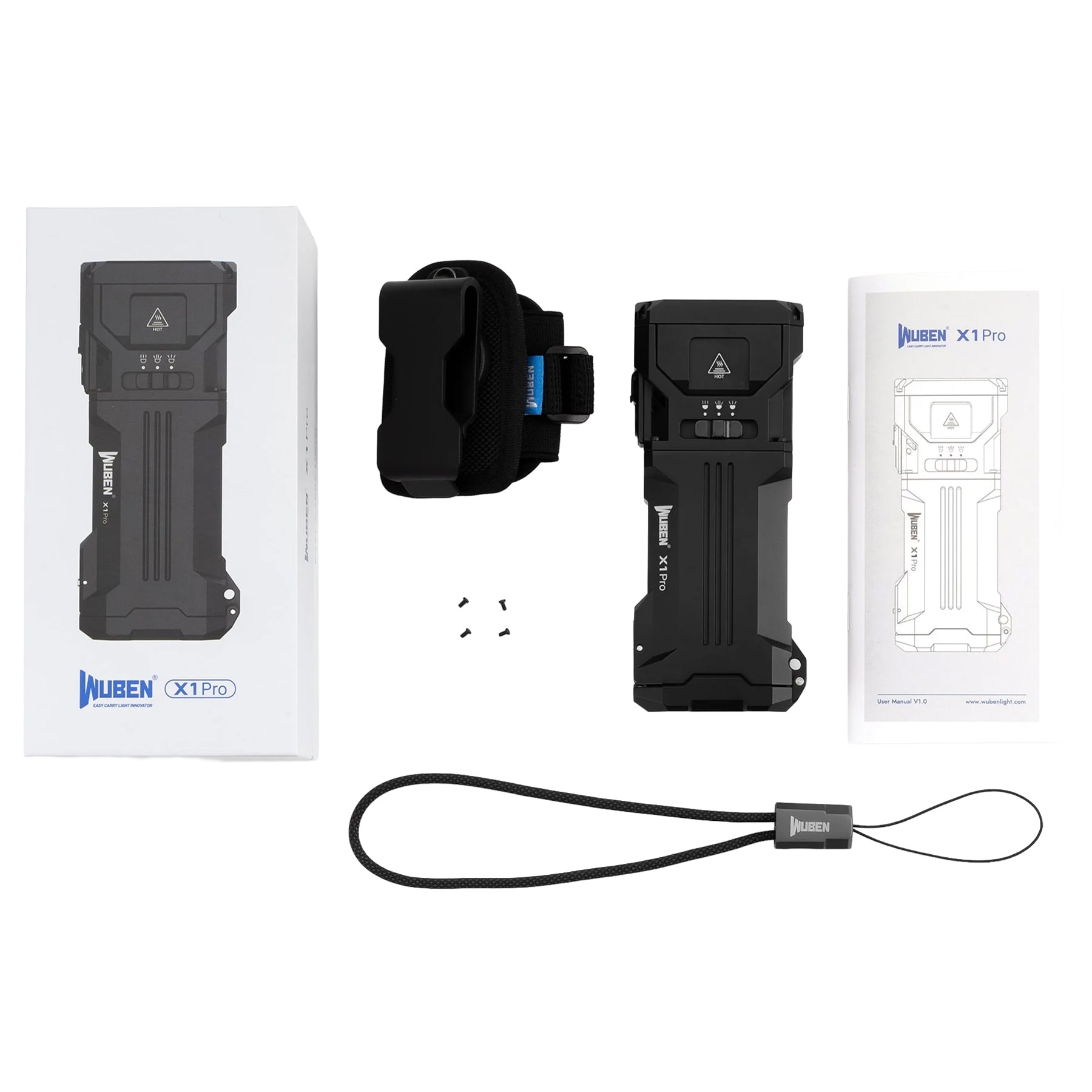 Wuben X1 Pro Flashlight with Power Bank Function 12300 Lumens - Black