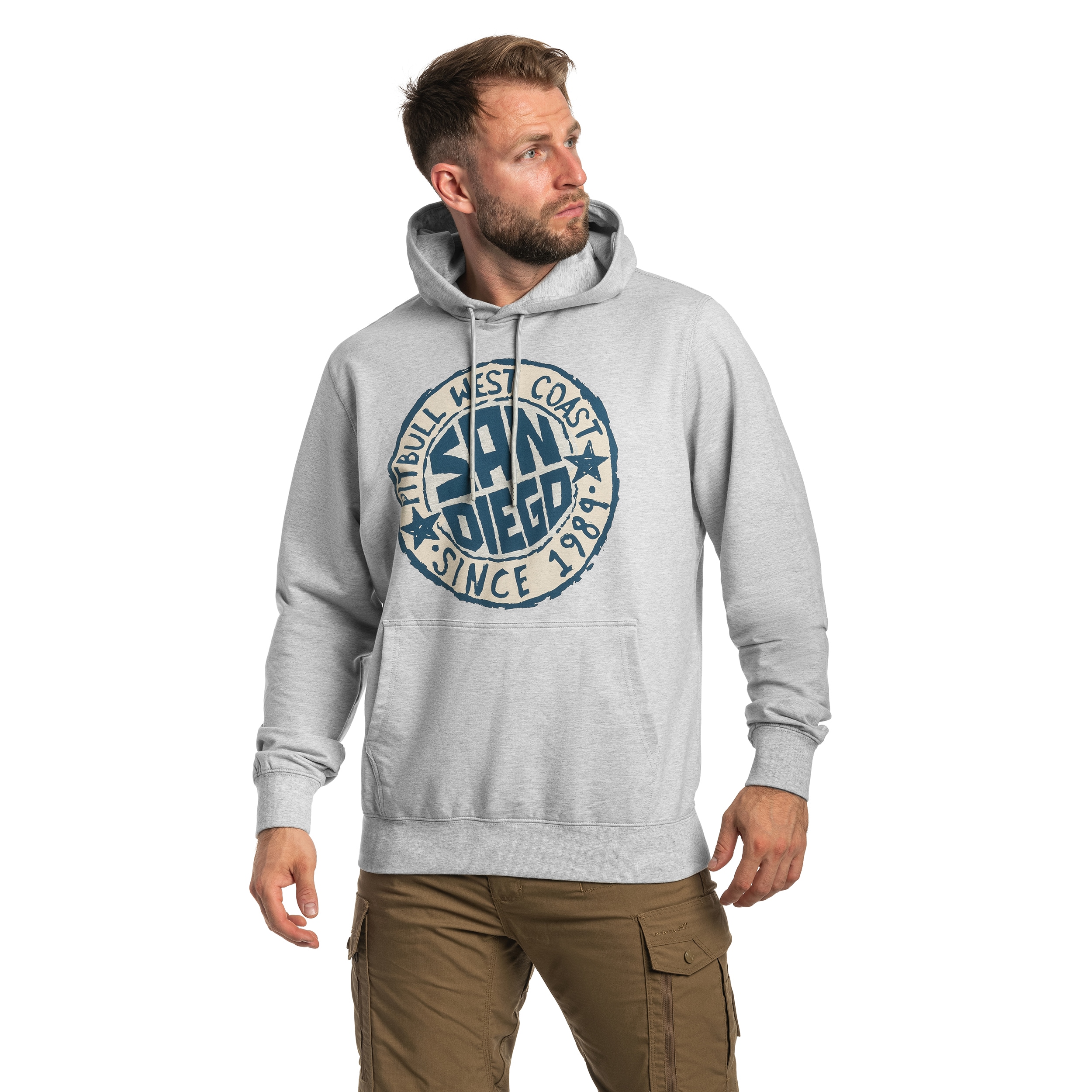 Pitbull San Diego Sun Hooded Sweatshirt - Grey Melange