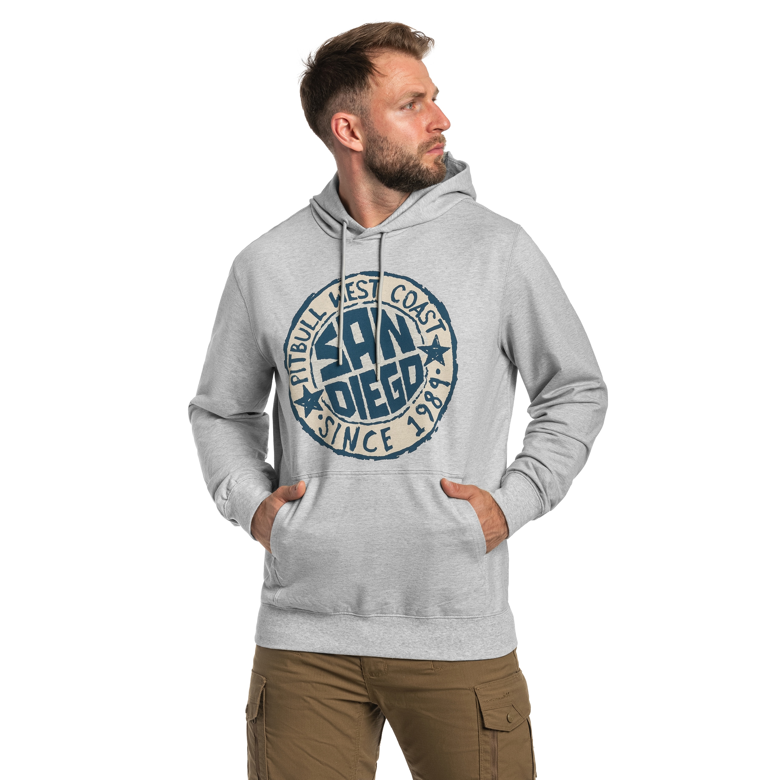 Pitbull San Diego Sun Hooded Sweatshirt - Grey Melange