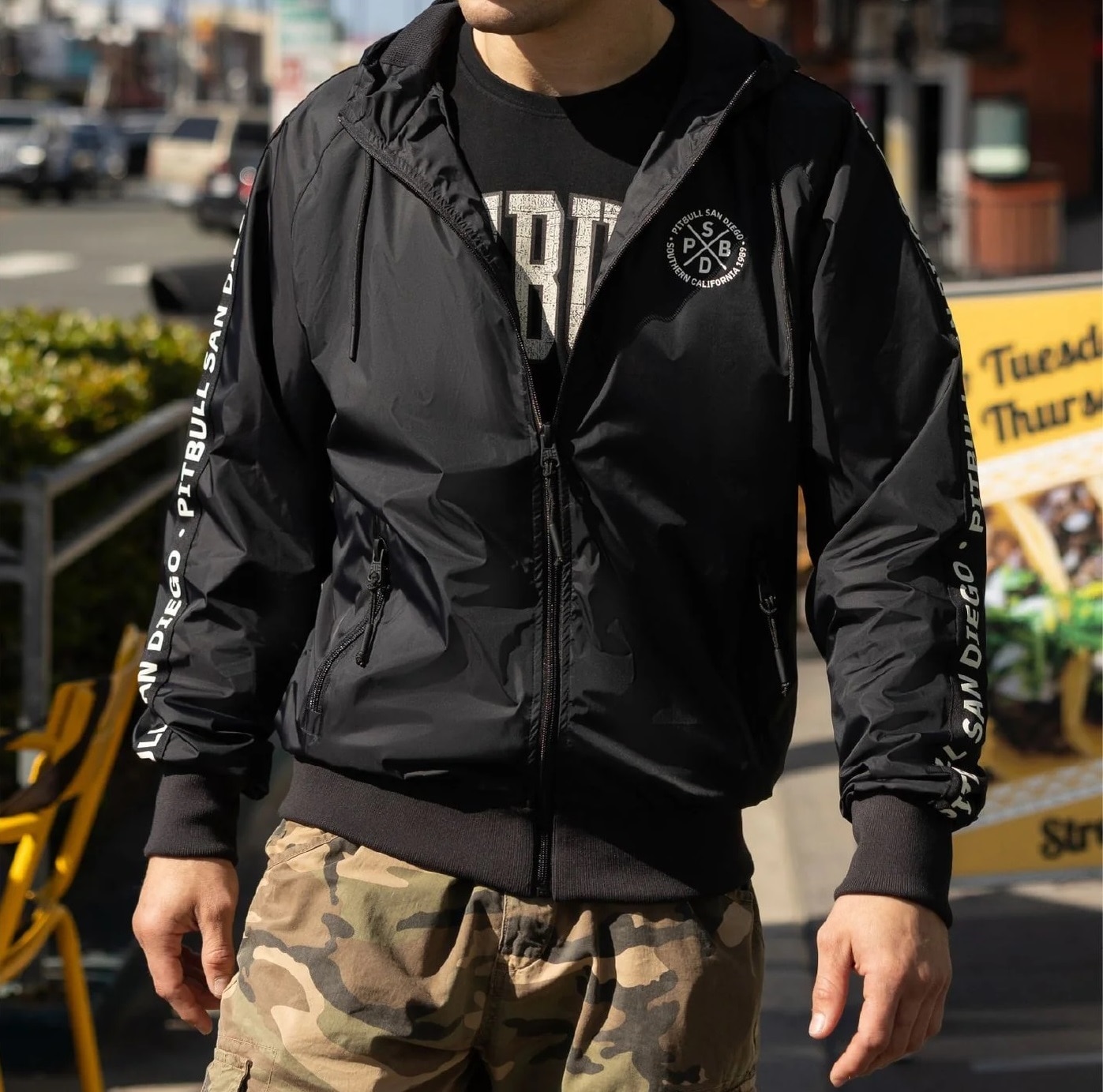 Kurtka Pitbull Athletic Tape Hooded - Black