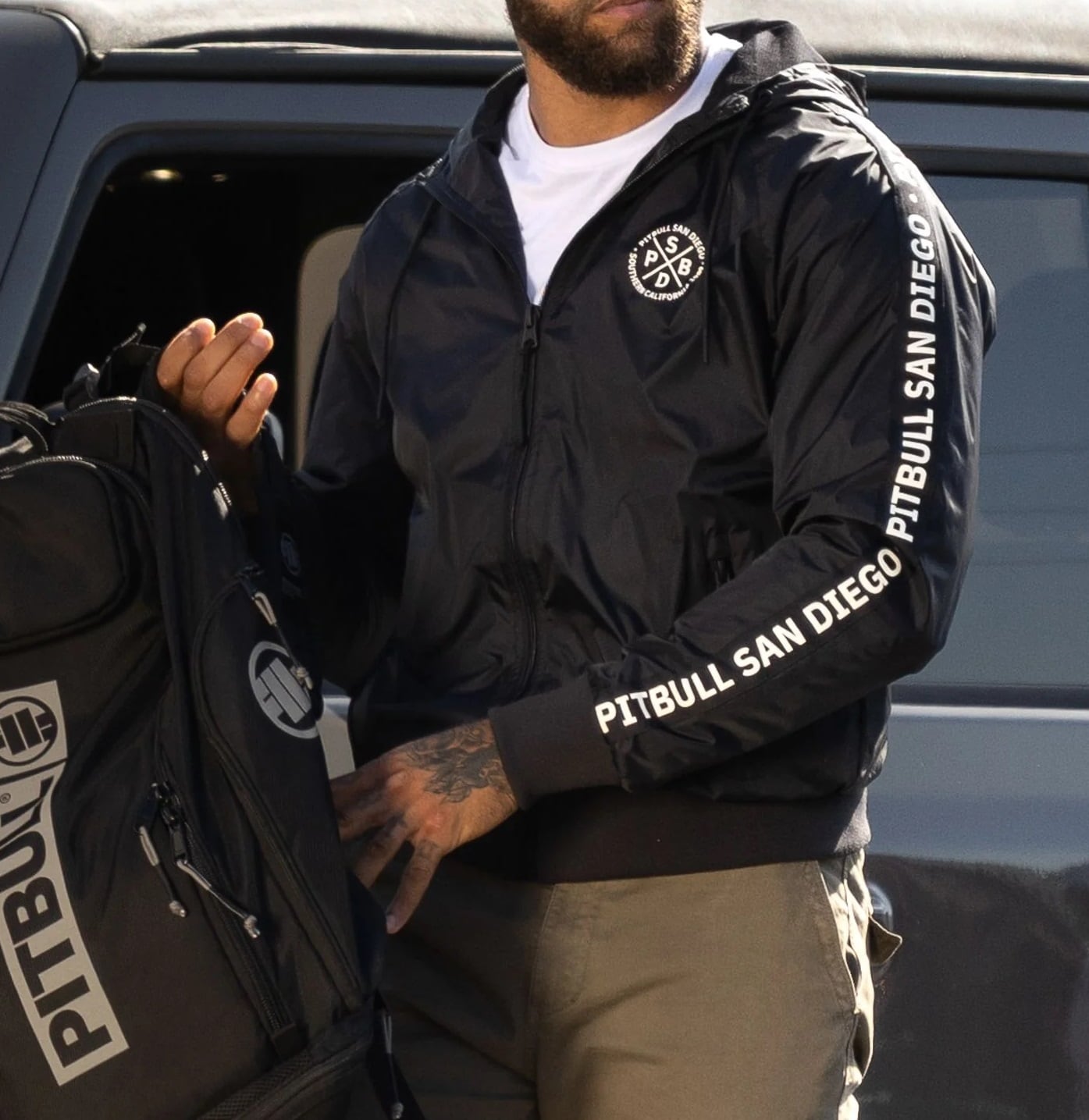 Kurtka Pitbull Athletic Tape Hooded - Black