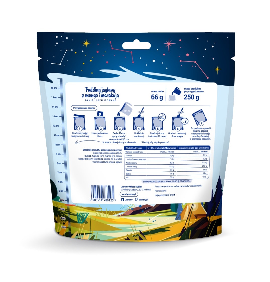 Żywność liofilizowana Lyommy Pudding jaglany z mango i marakują 66 g/281 kcal