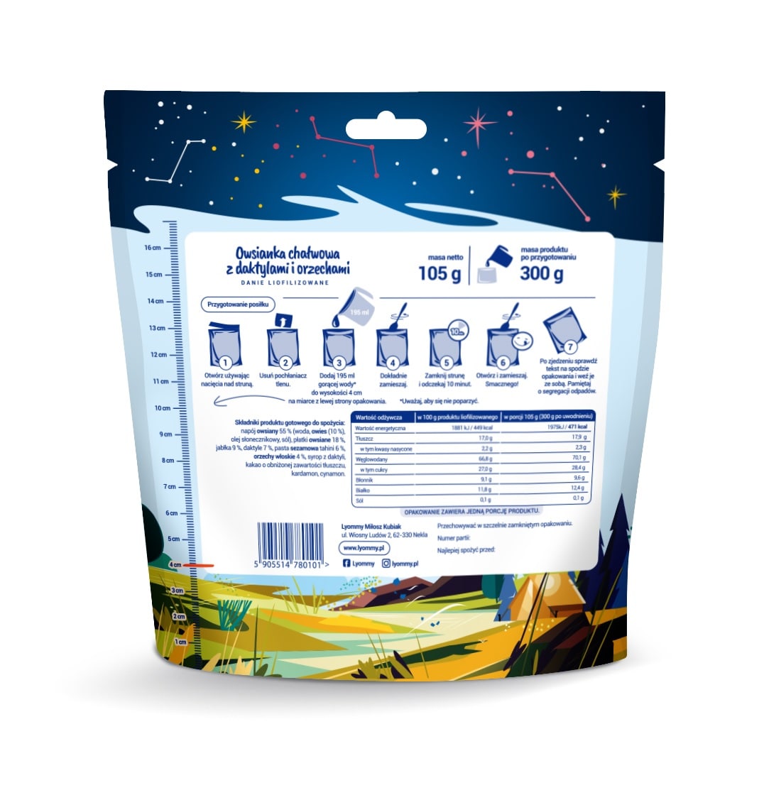 Żywność liofilizowana Lyommy Owsianka chałwowa z daktylami i orzechami 105 g/471 kcal