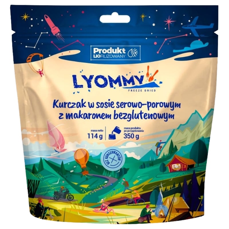 Сублімовані продукти Lyommy Курка в сирно-порейному соусі з безглютеновим макароном 114 г/523 ккал