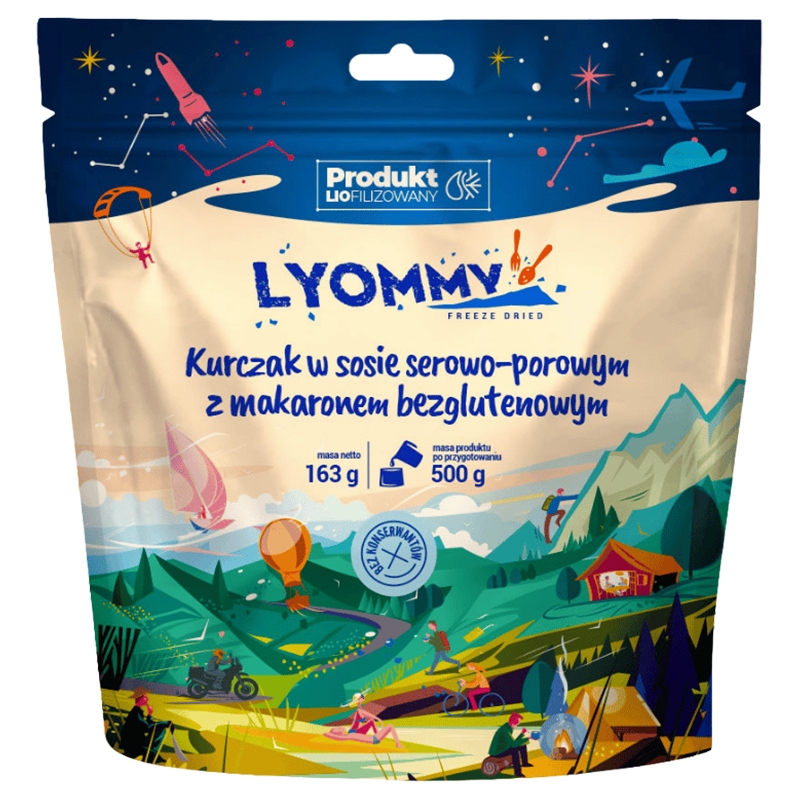 Сублімовані продукти Lyommy Курка в сирно-порейному соусі з безглютеновим макароном 163 г/748 ккал