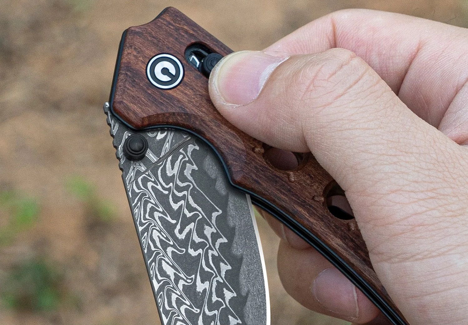 Nóż składany Civivi Noctis Damascus - Wood