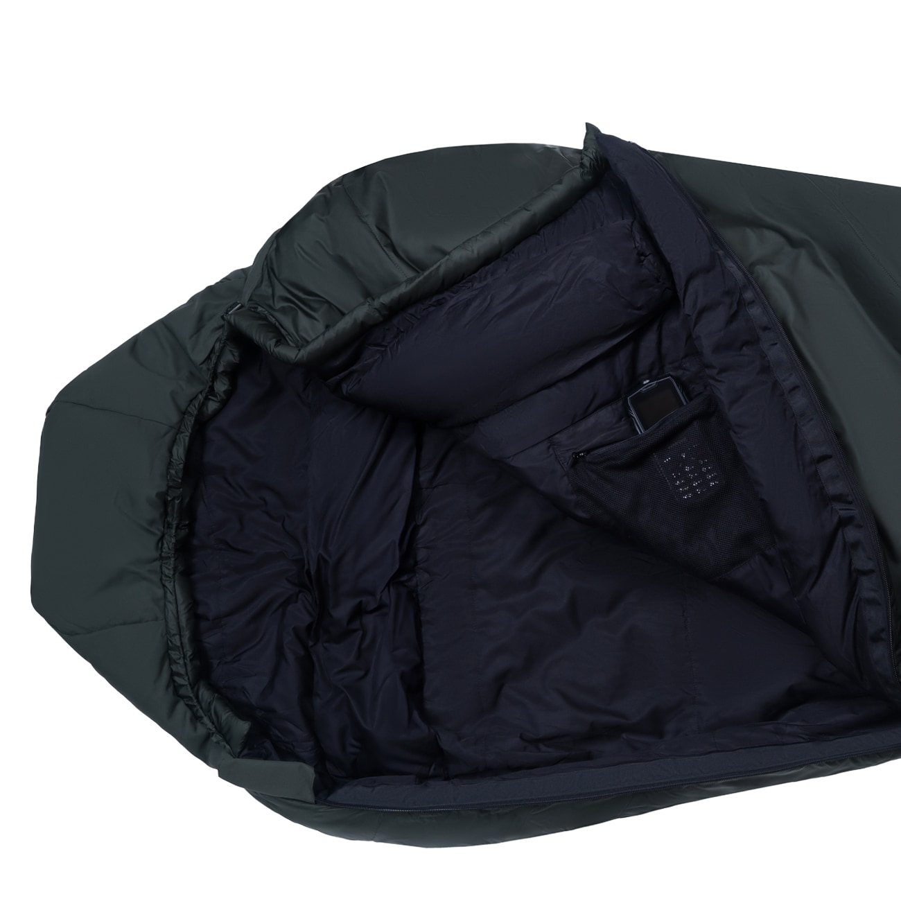 Śpiwór Alpinus Bushcraft 1400 Olive - lewy