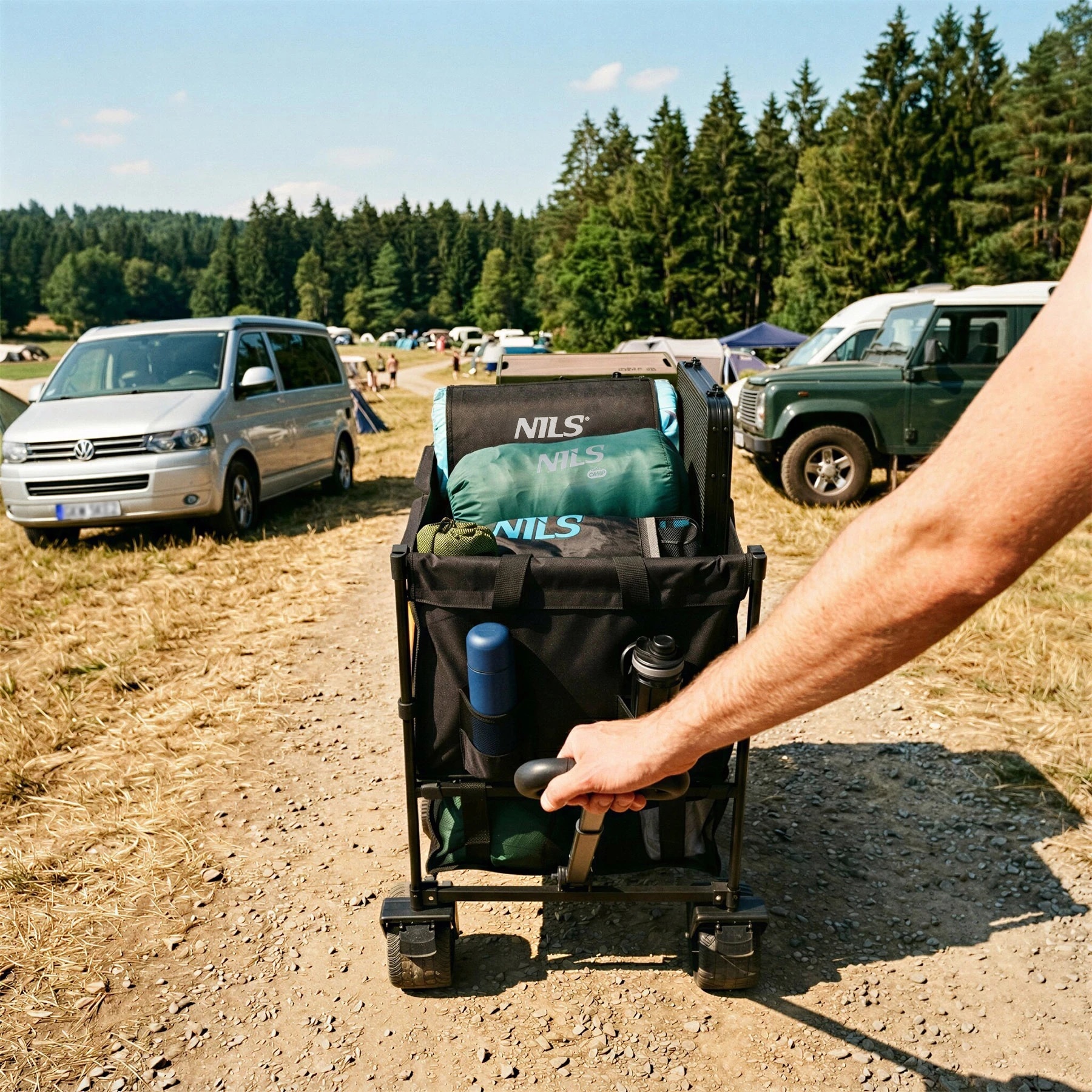 Wózek transportowy Nils Camp XXL NC2607 160 l - Czarny/Pomarańczowy