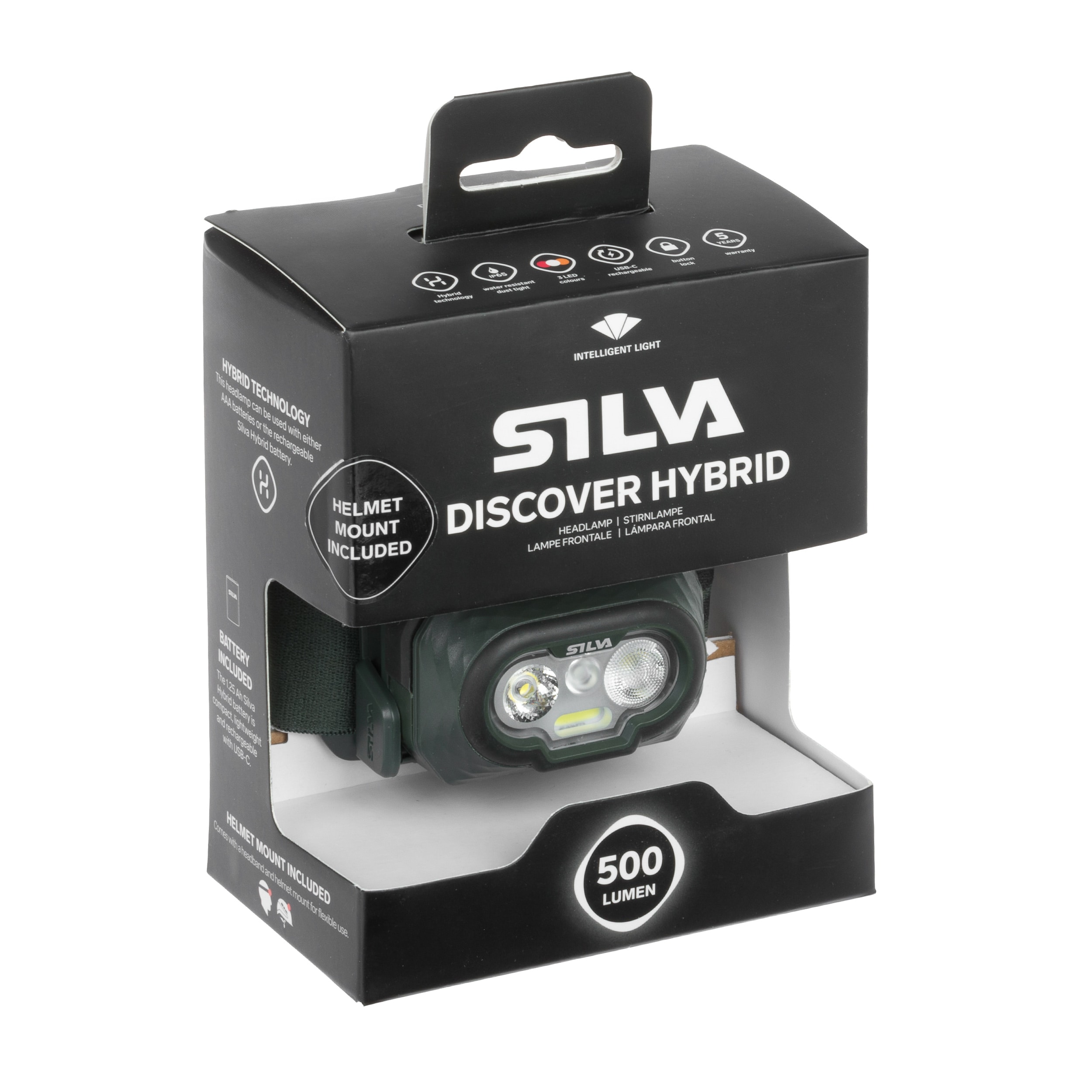 Latarka czołowa Silva Discover Hybrid Green - 500 lumenów