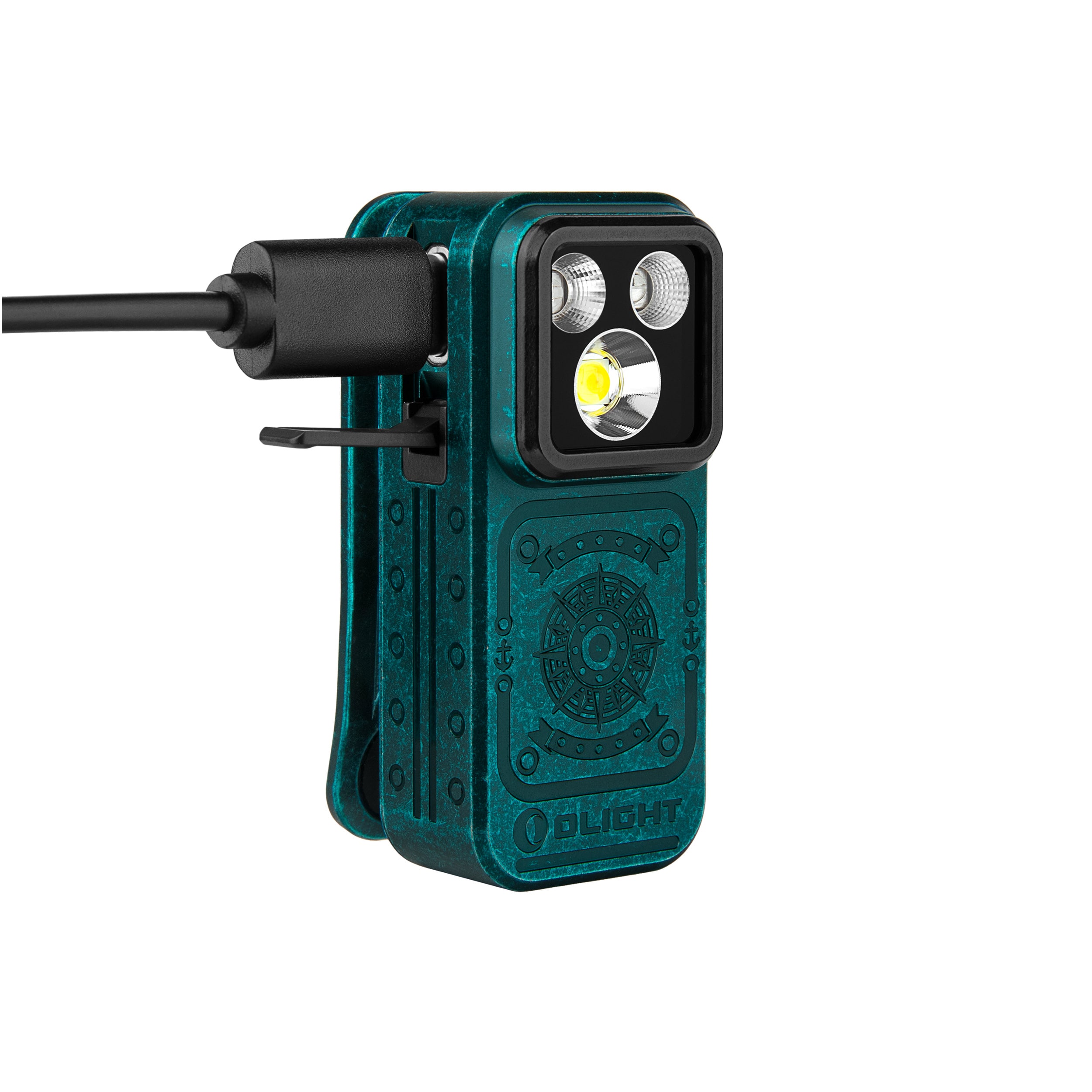 Latarka akumulatorowa Olight Oclip Pro S Sunken Artifact - 600 lumenów