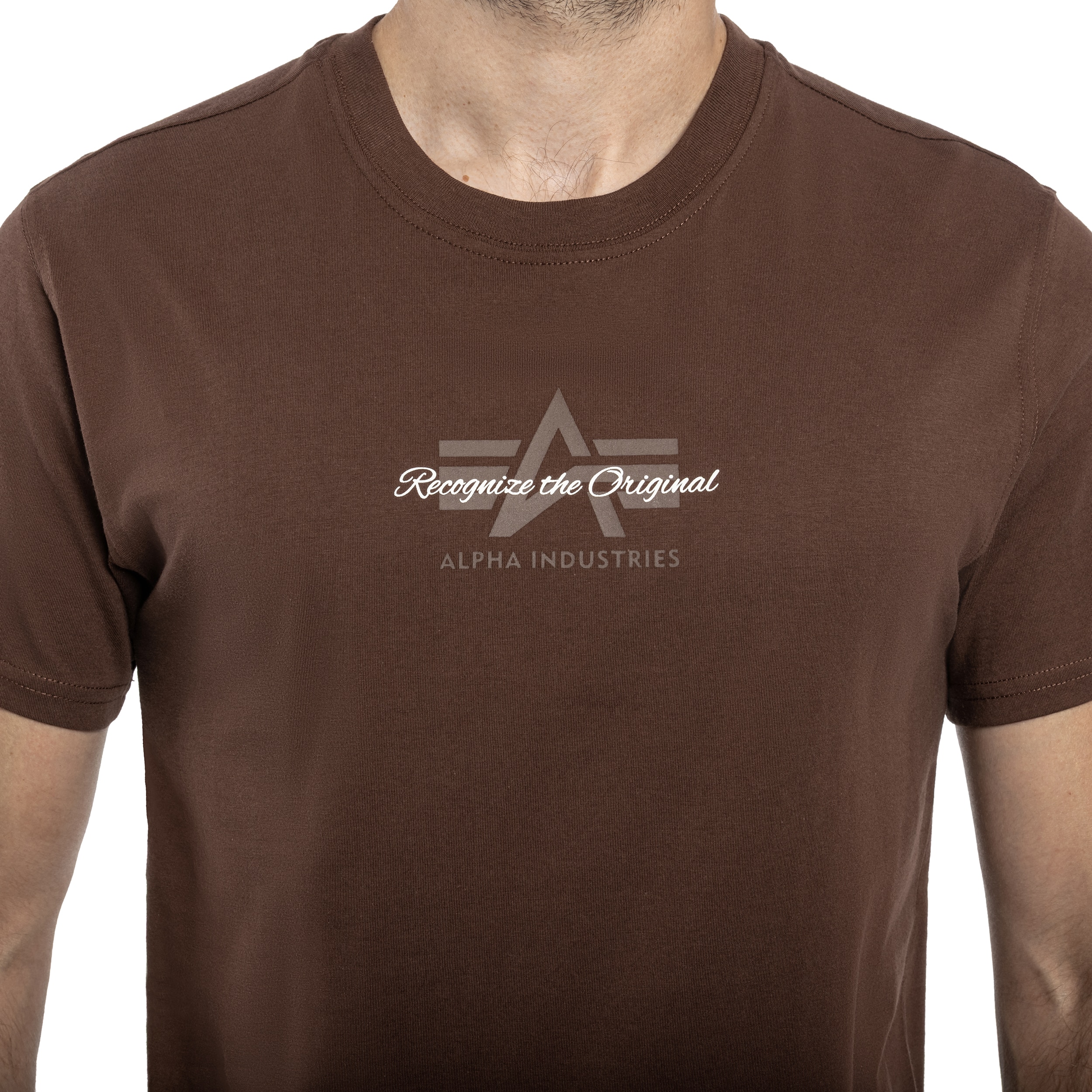 Alpha Industries Foam Middle Logo T-Shirt - Powder Brown