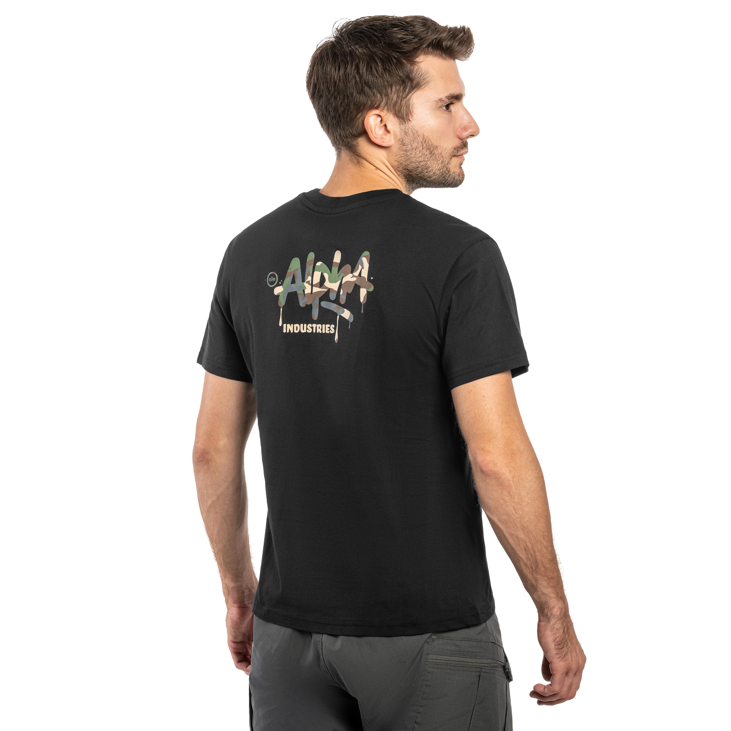 Koszulka T-shirt Alpha Industries Signature Camo - Black