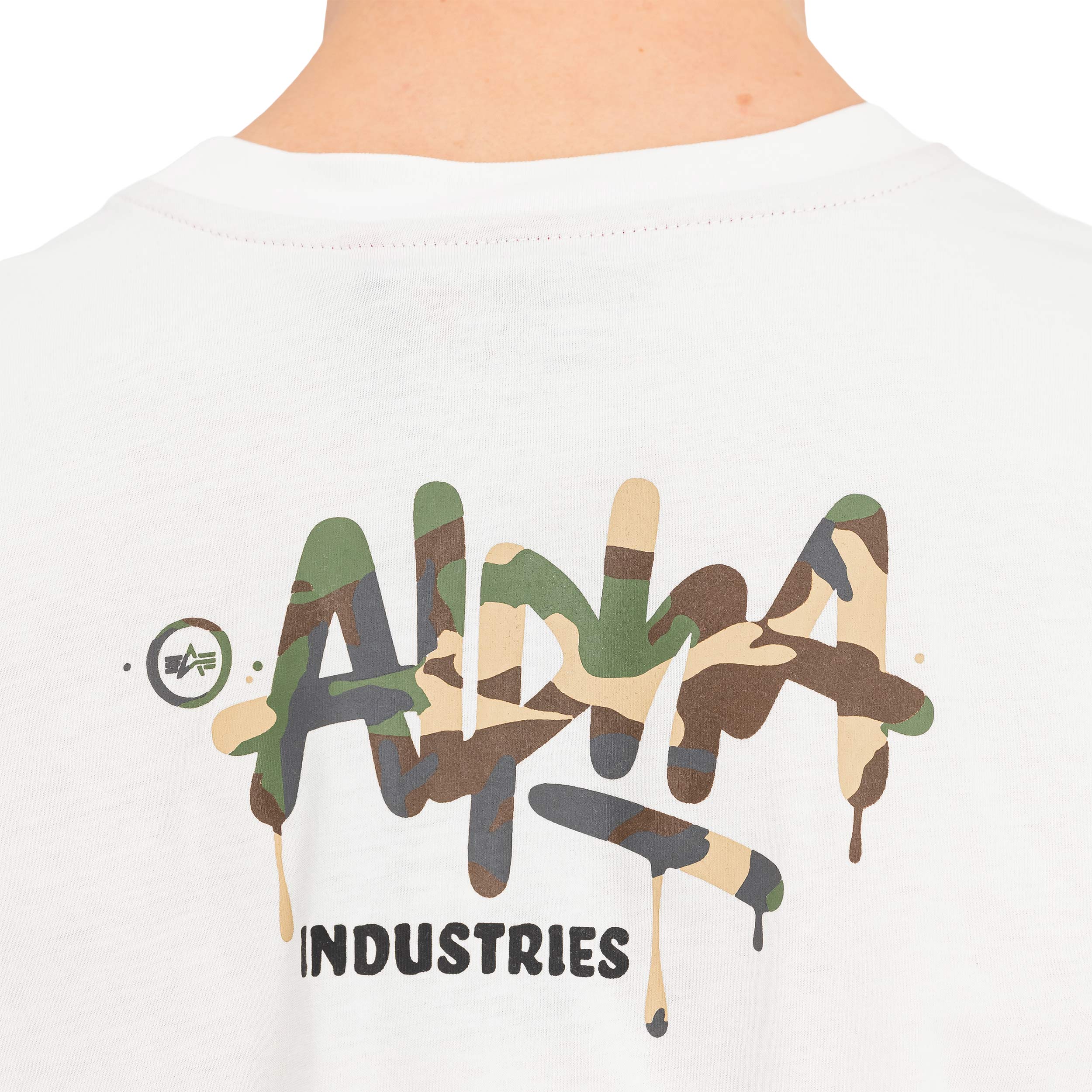 Koszulka T-shirt Alpha Industries Signature Camo - White