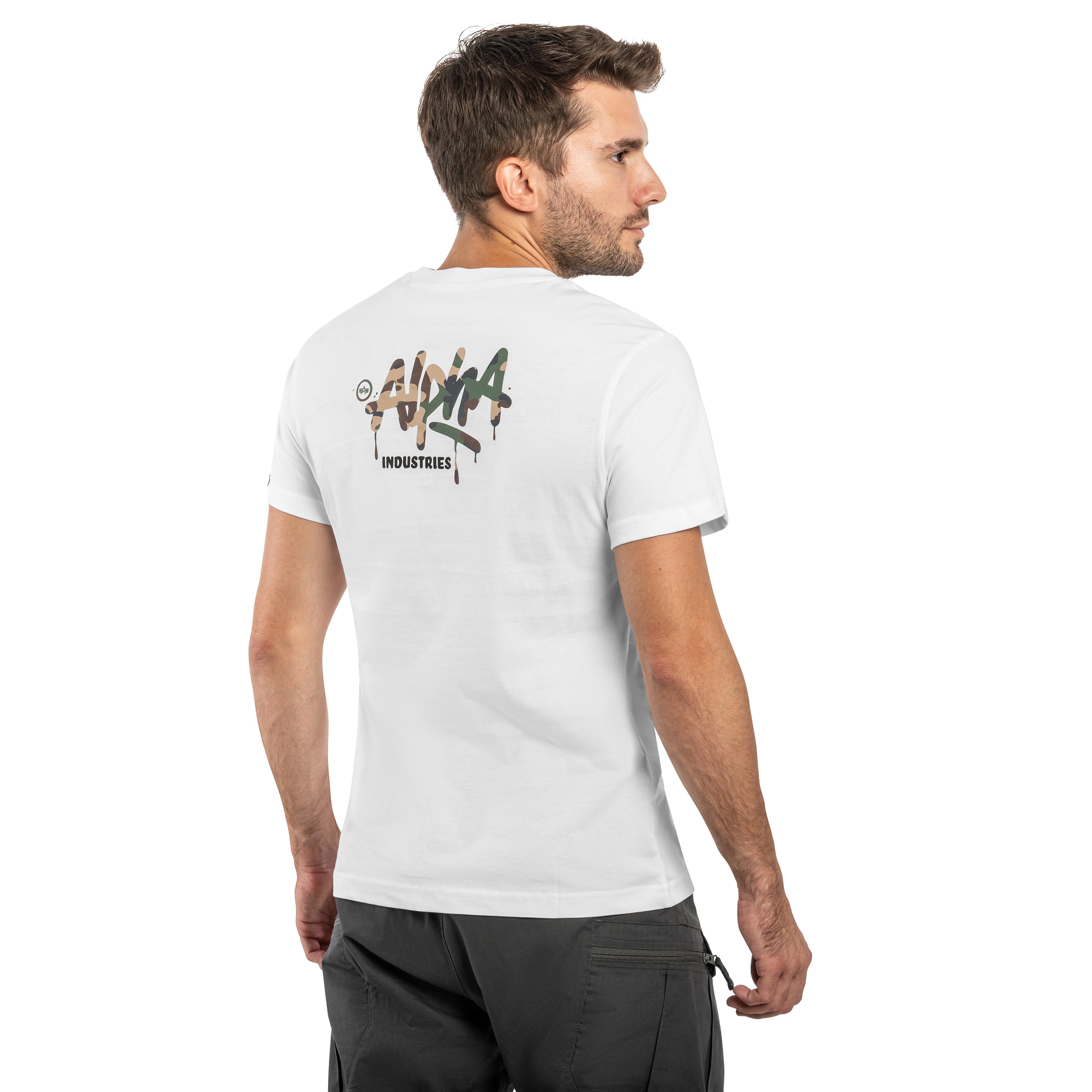 Koszulka T-shirt Alpha Industries Signature Camo - White