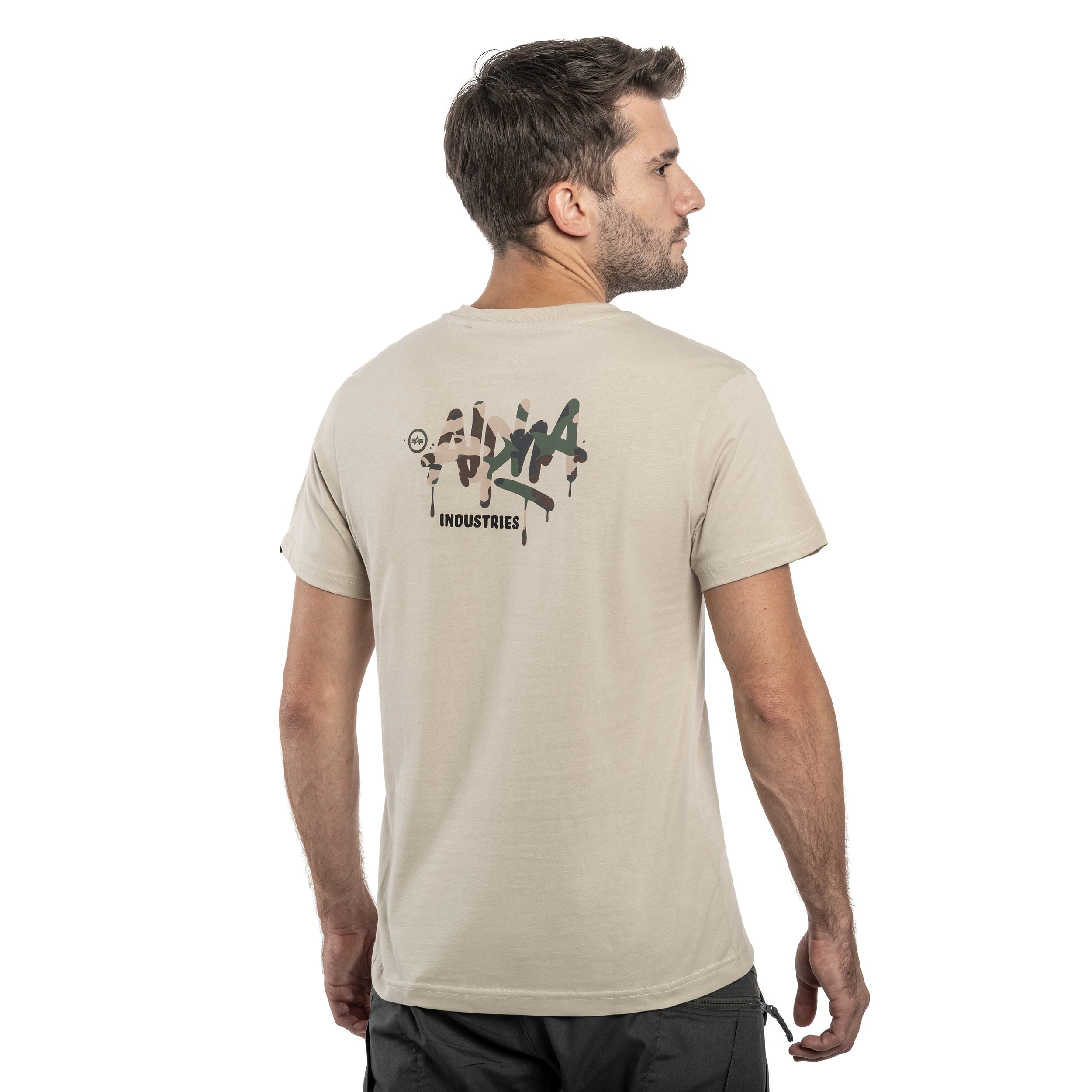 Koszulka T-shirt Alpha Industries Signature Camo - Organic Beige