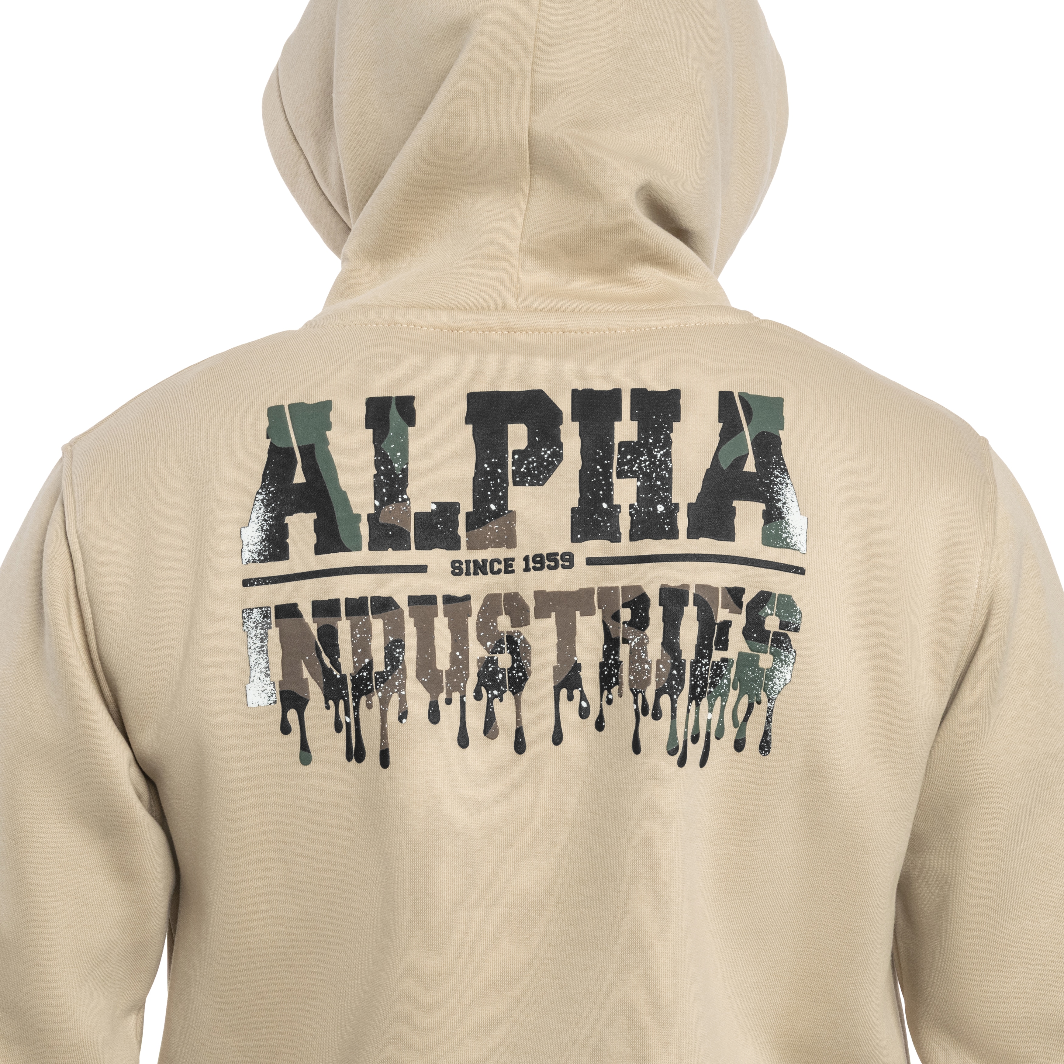 Alpha Industries Dripping Camo Print Sweatshirt - Organic Beige