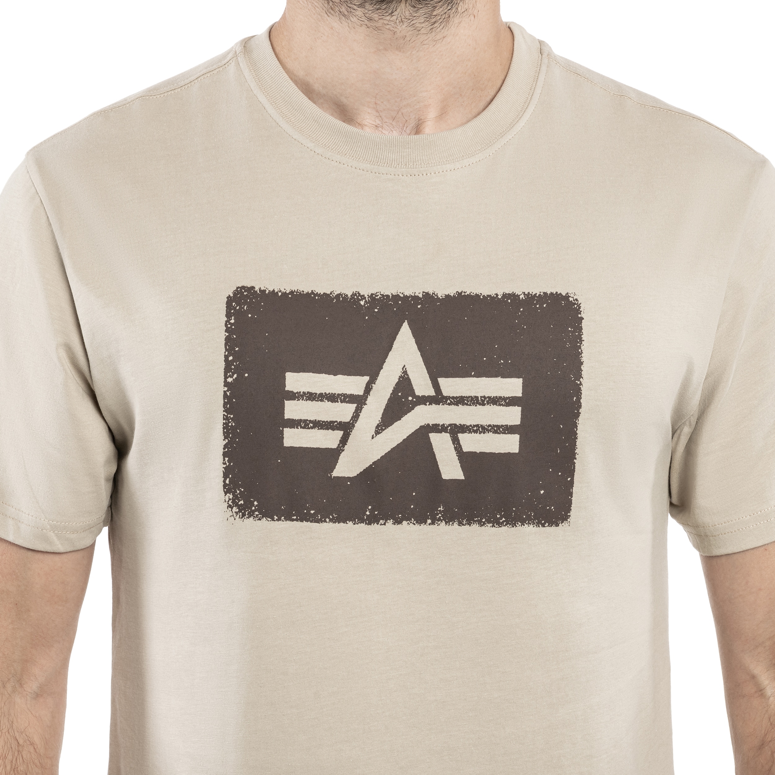 Koszulka T-shirt Alpha Industries Washed Out Logo - Organic Beige