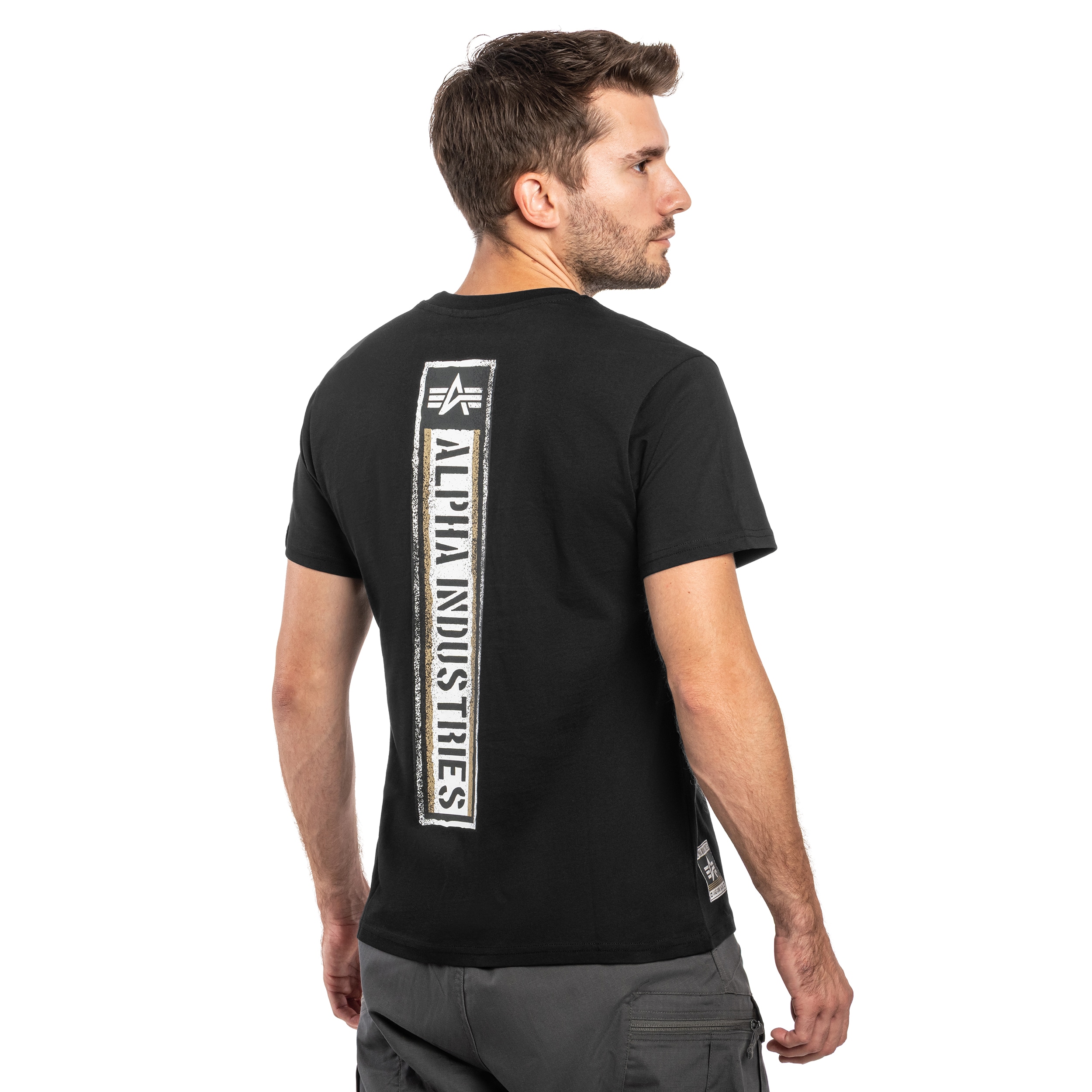 Koszulka T-shirt Alpha Backprint Vintage Panel - Black