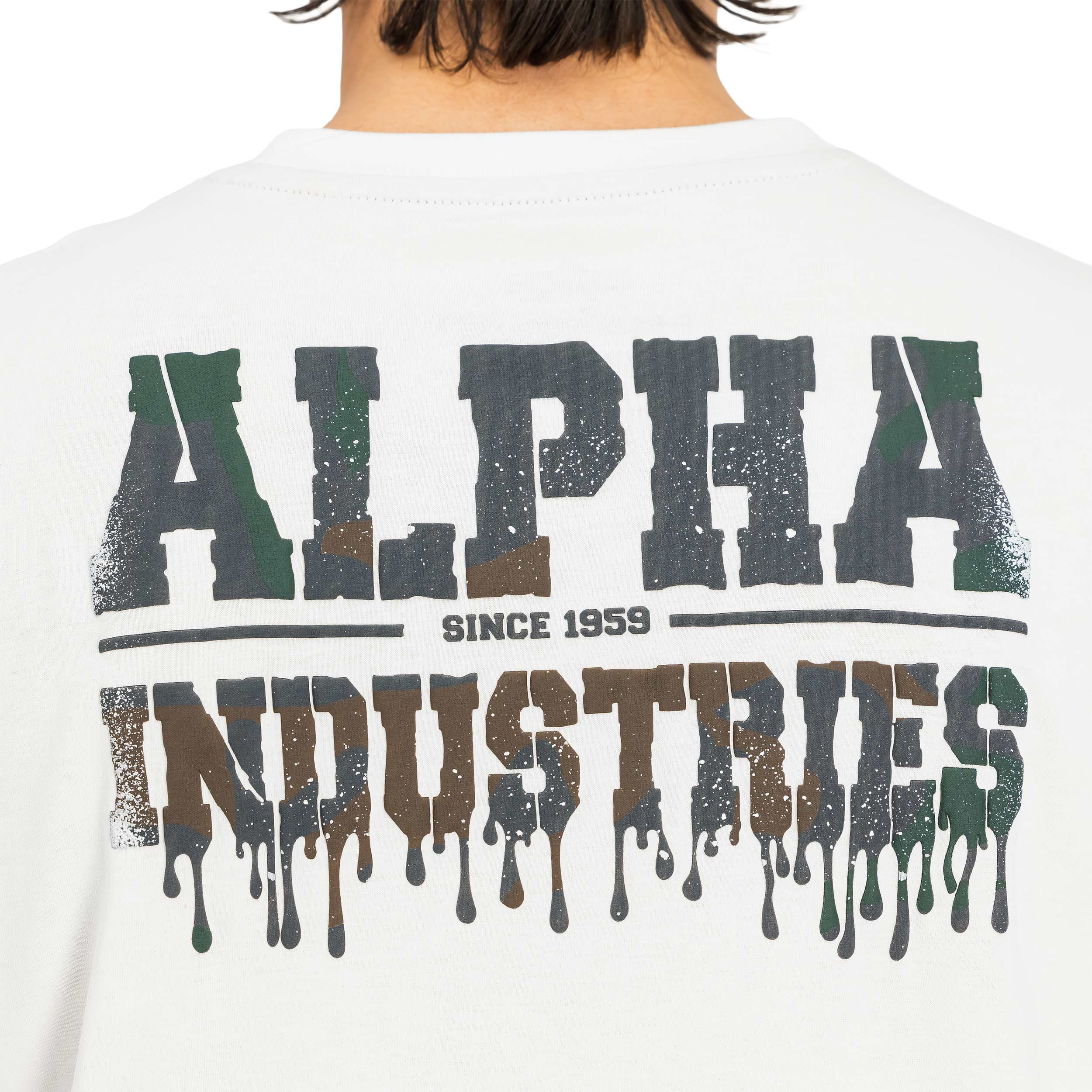 Koszulka T-shirt Alpha Dripping Camo Backprint - White