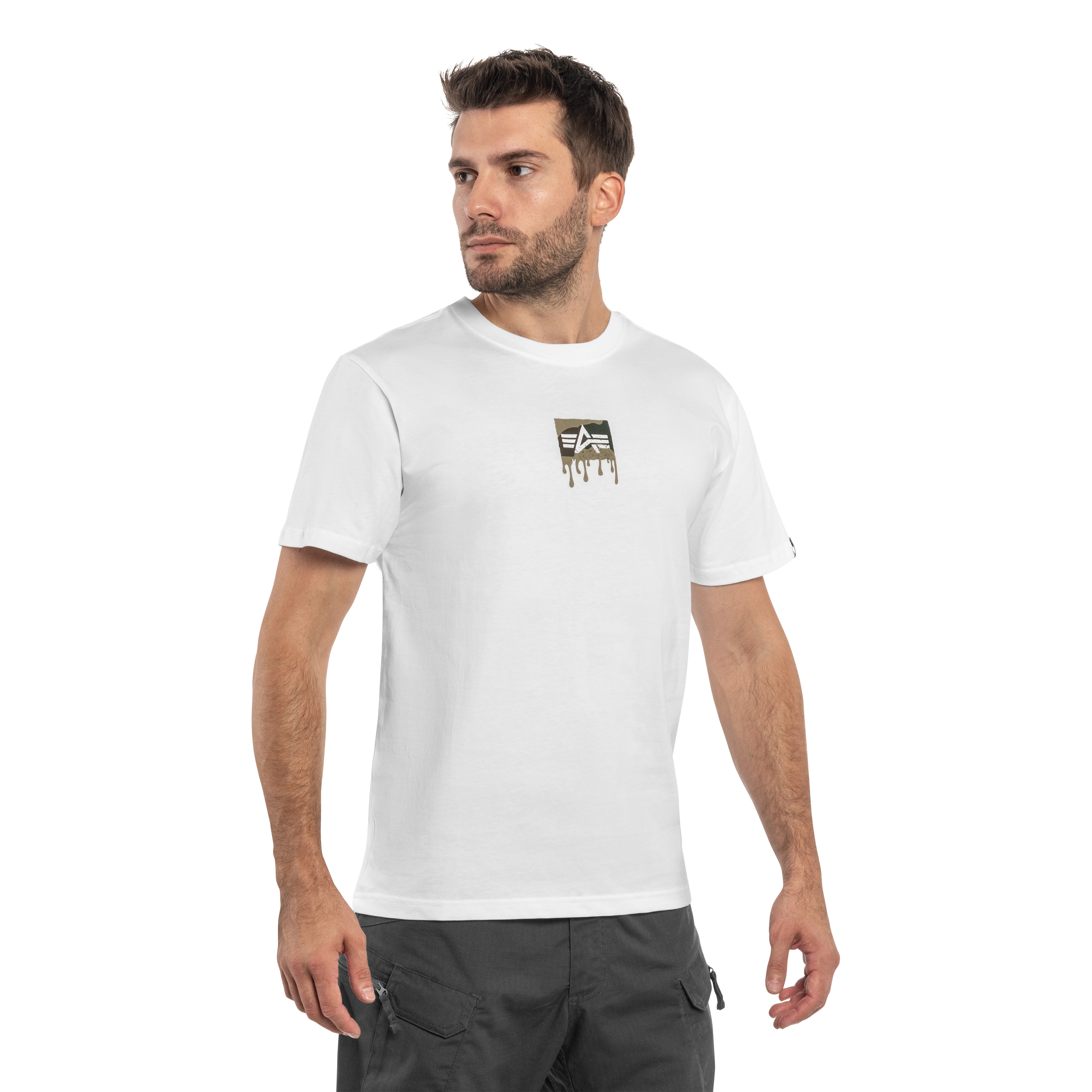Koszulka T-shirt Alpha Dripping Camo Backprint - White