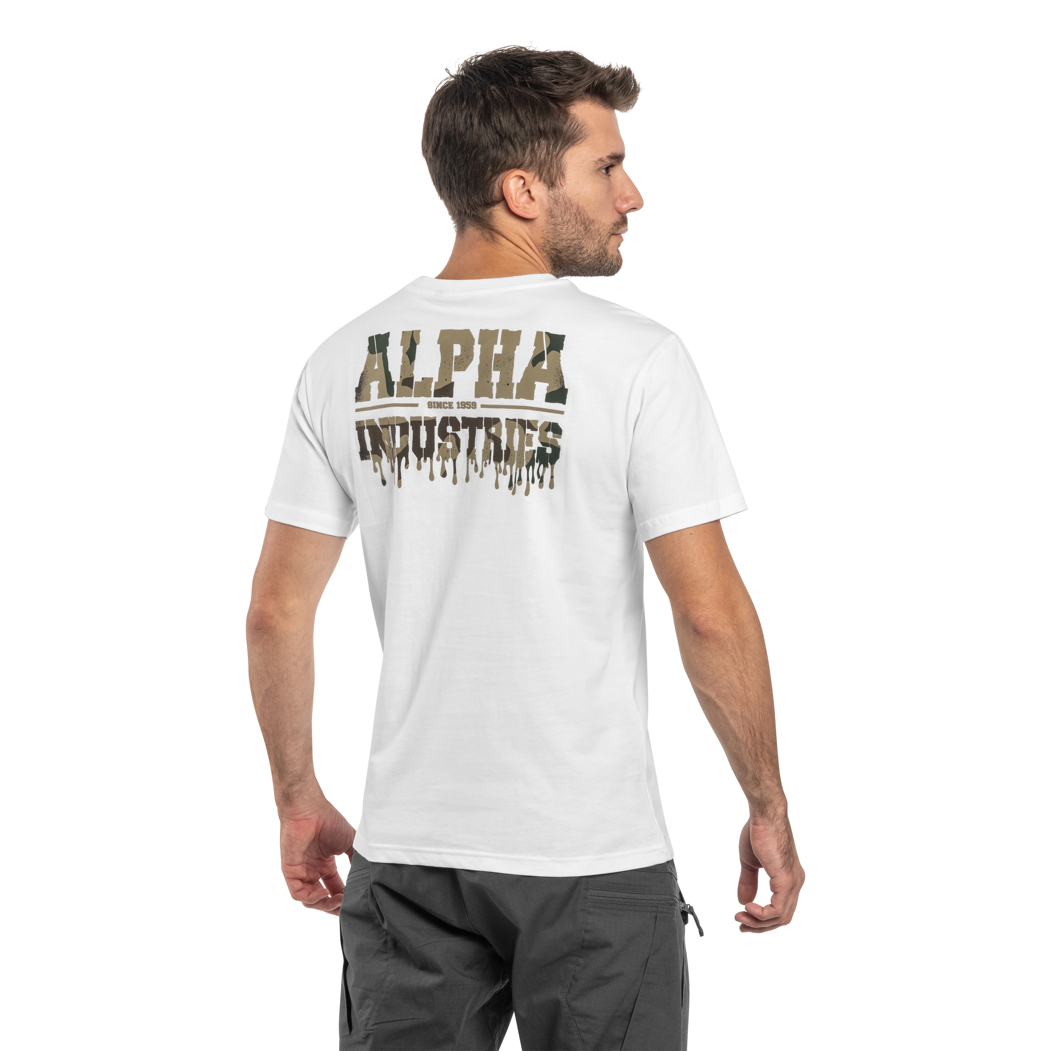 Koszulka T-shirt Alpha Dripping Camo Backprint - White