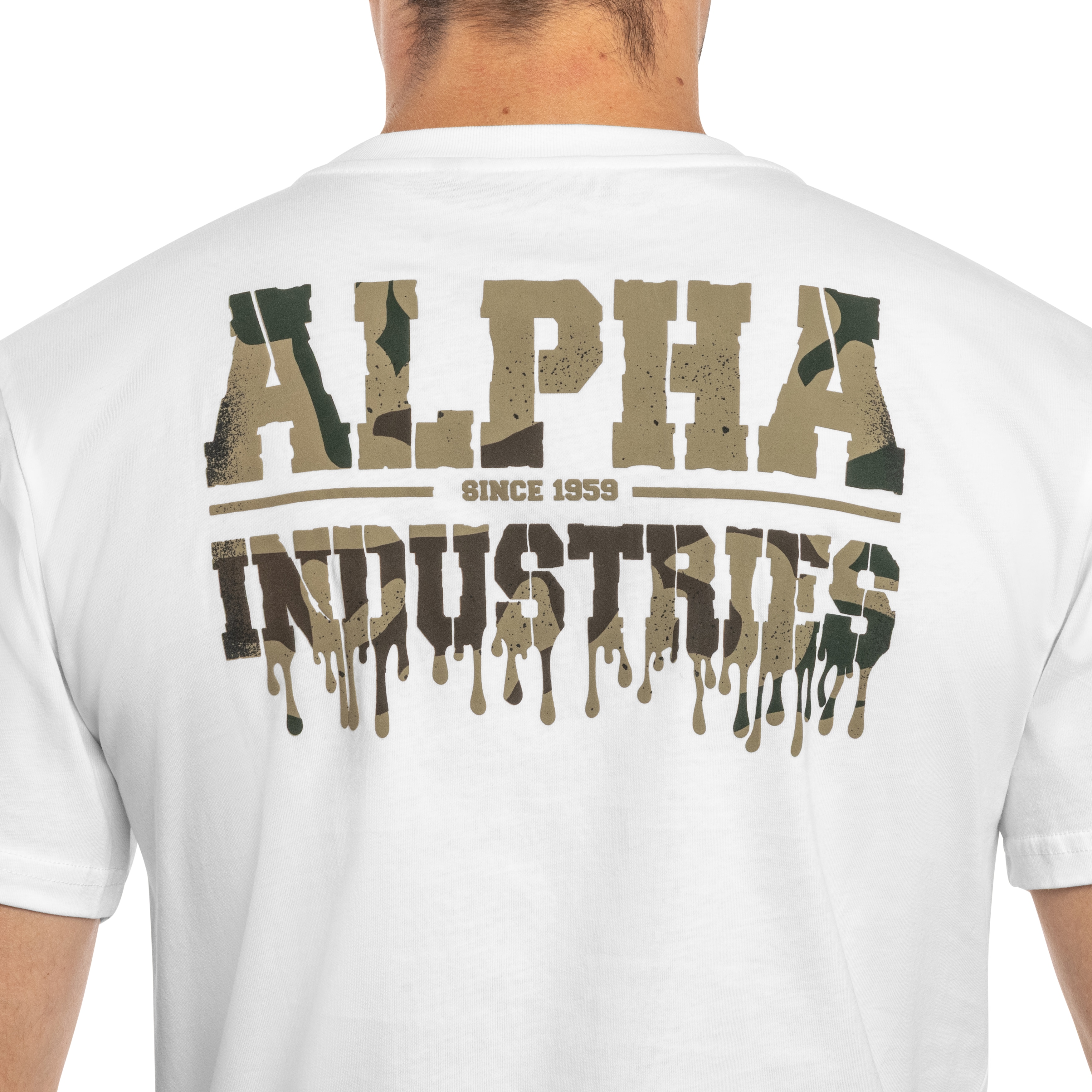 Koszulka T-shirt Alpha Dripping Camo Backprint - White