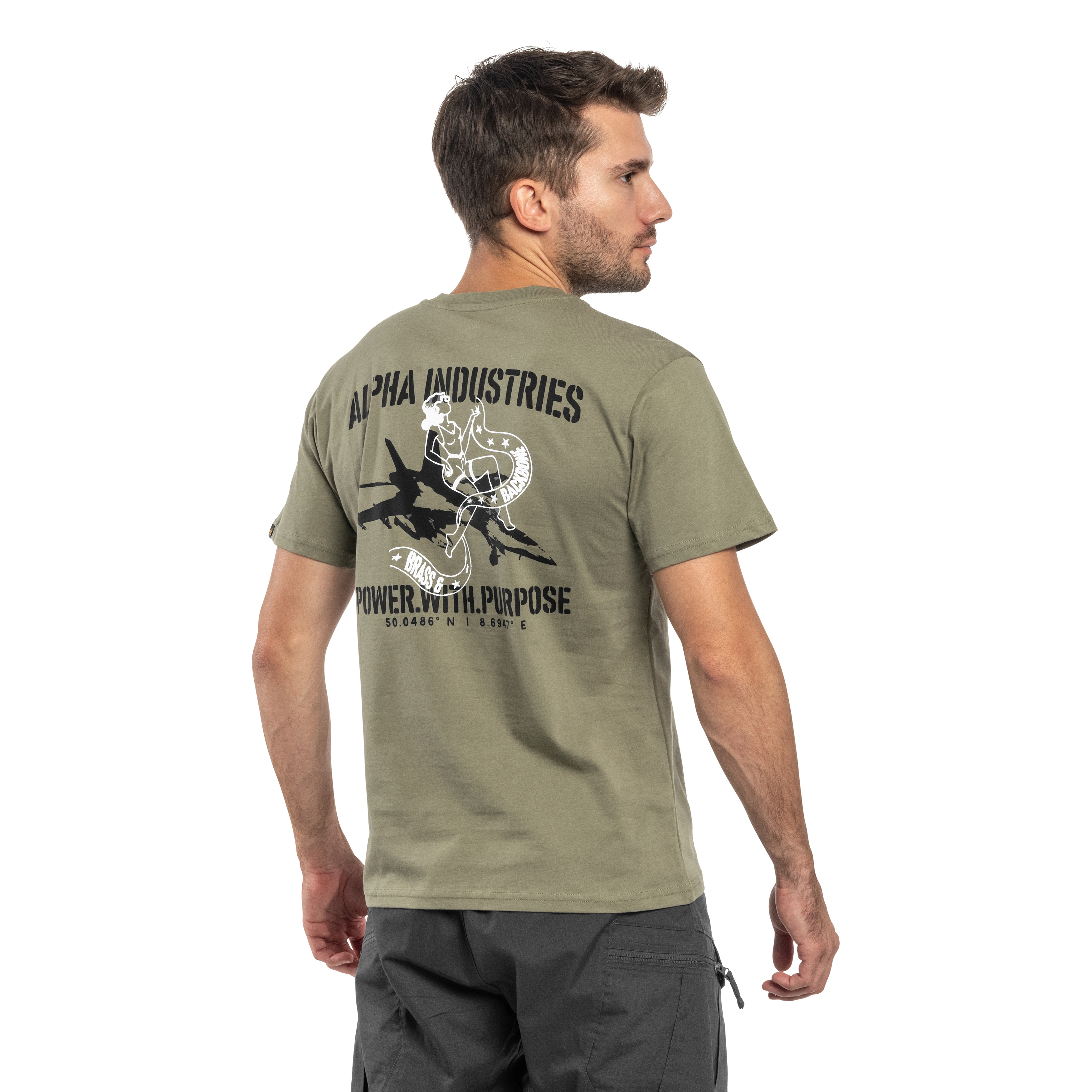 Koszulka T-shirt Alpha Industries Noseart Backprint - Olive